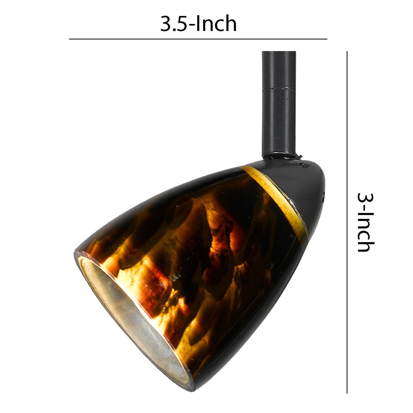 Hand Blown Glass Shade Track Light Head with Metal Frame Gold and Bronze