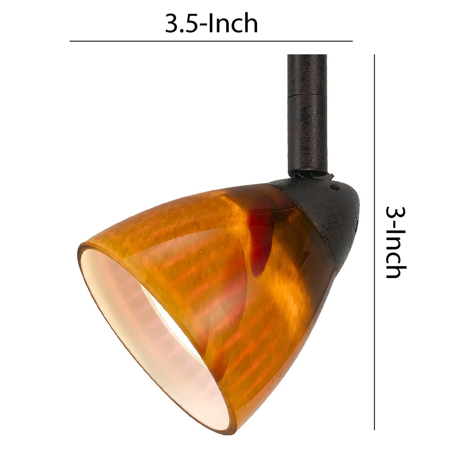 Glass Shade Track Light Head with Metal Frame Yellow and Dark Bronze