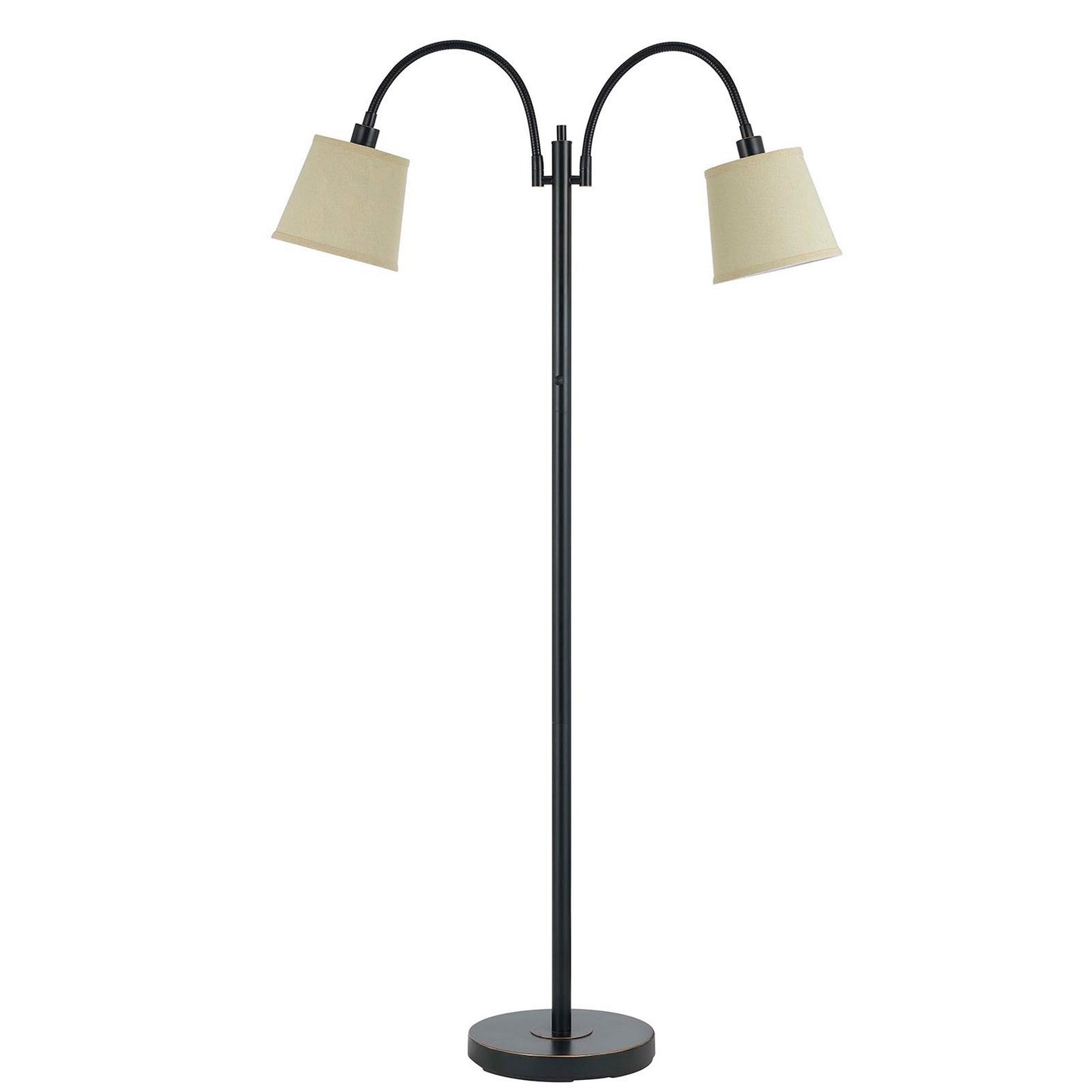 80 Watt Metal Floor Lamp With Dual Gooseneck And Uno Style Shades Black