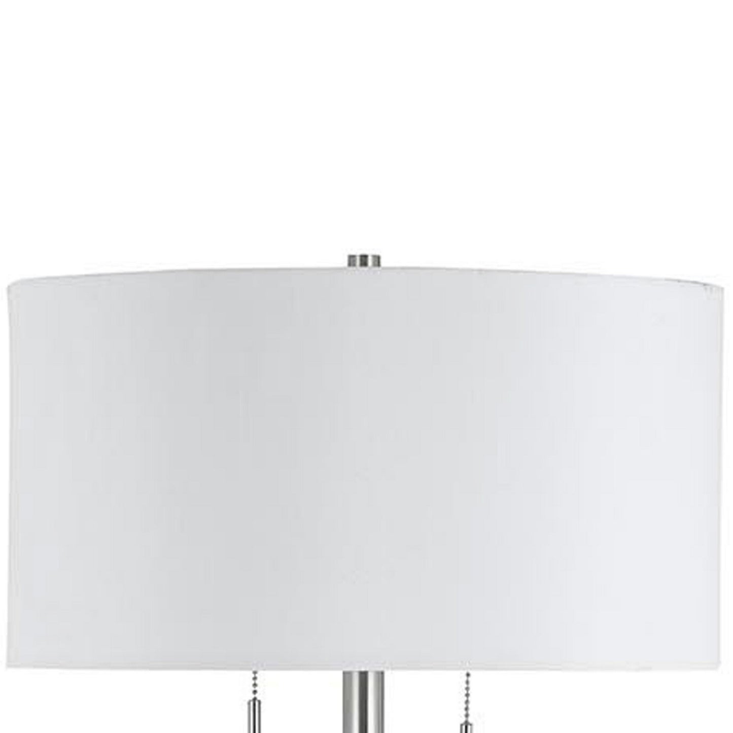 Metal Body Floor Lamp With Fabric Drum Shade And Pull Chain Switch Silver