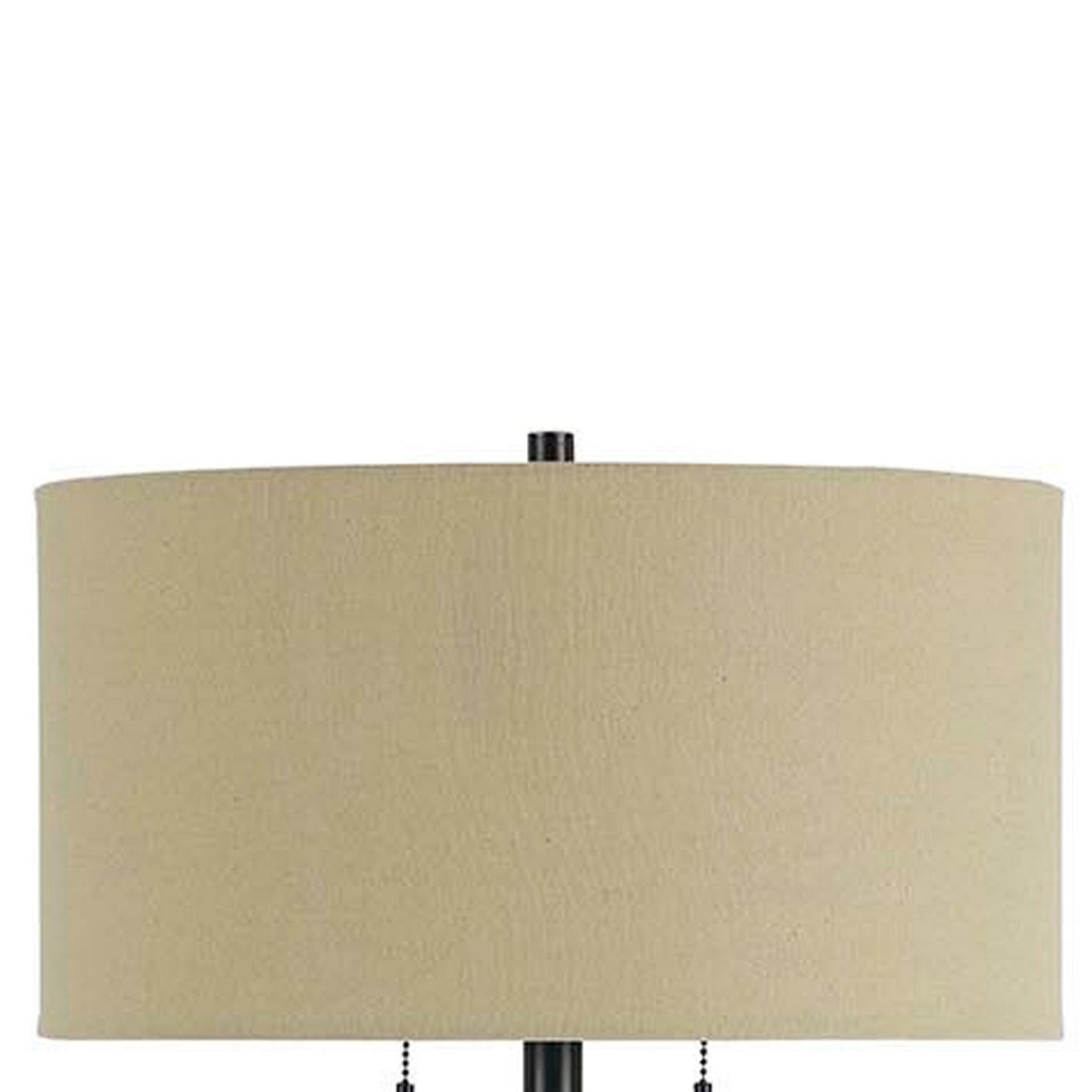 Metal Body Floor Lamp With Fabric Drum Shade And Pull Chain Switch Black