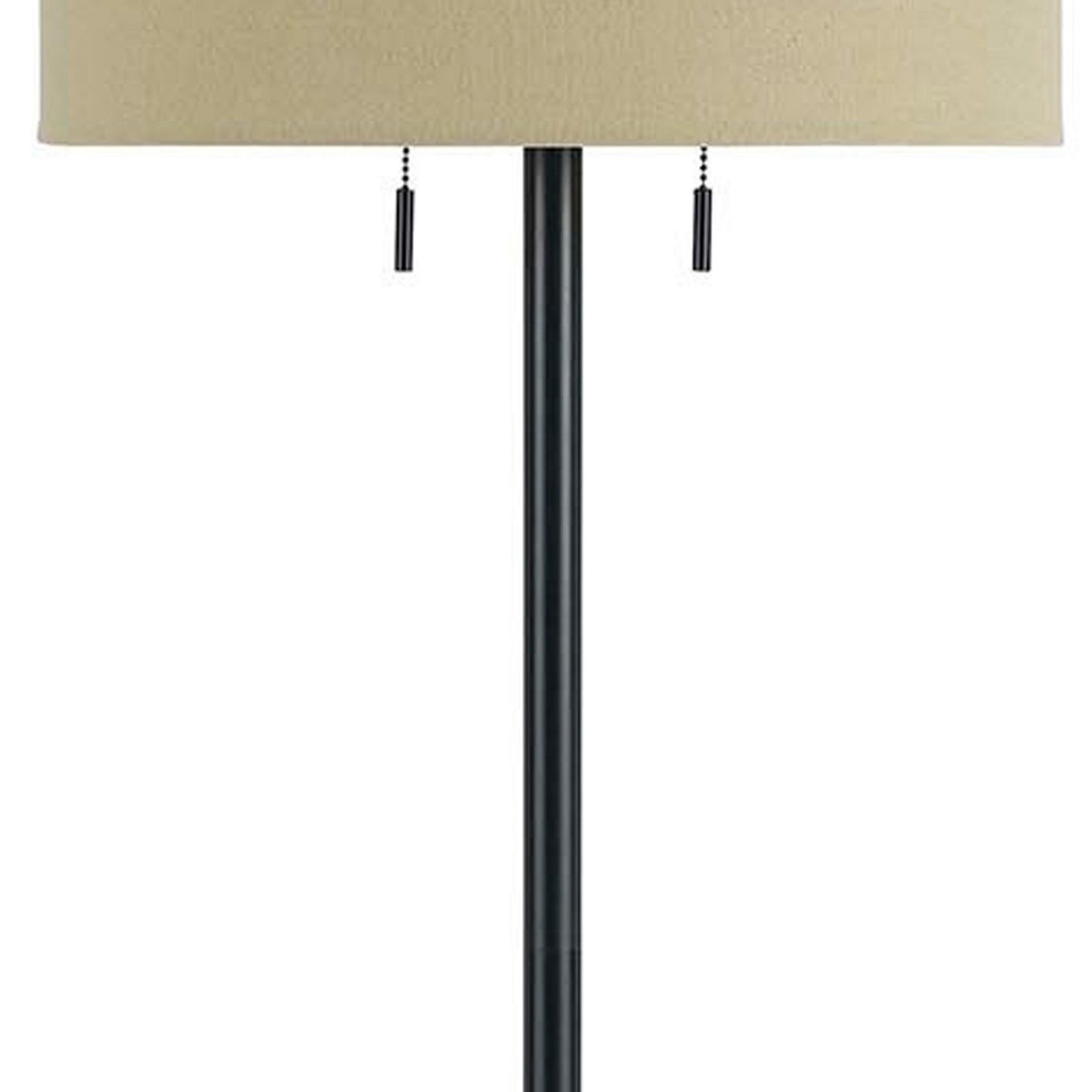 Metal Body Floor Lamp With Fabric Drum Shade And Pull Chain Switch Black