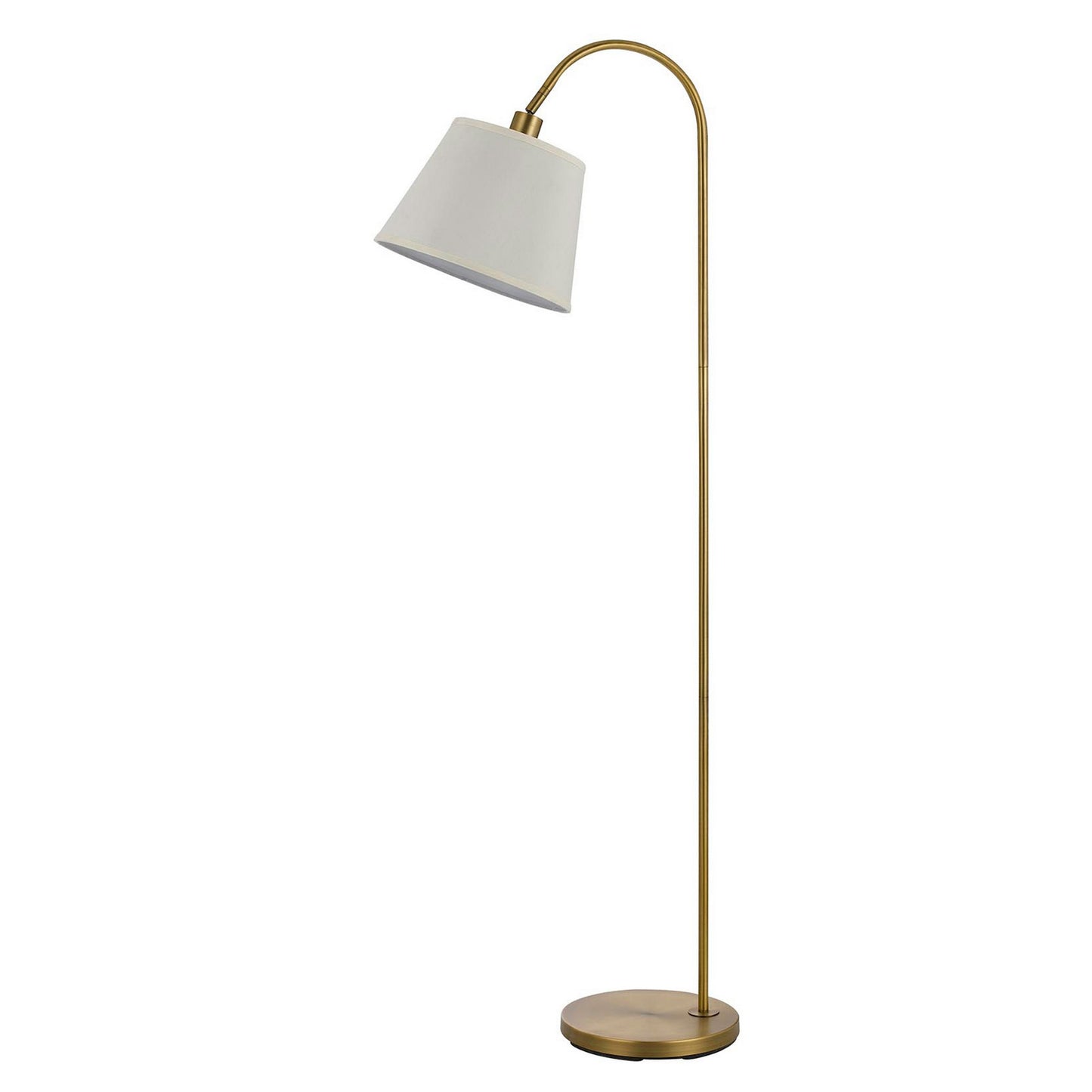60 Watt Metal Floor Lamp With Gooseneck Shape And Stable Base Gold