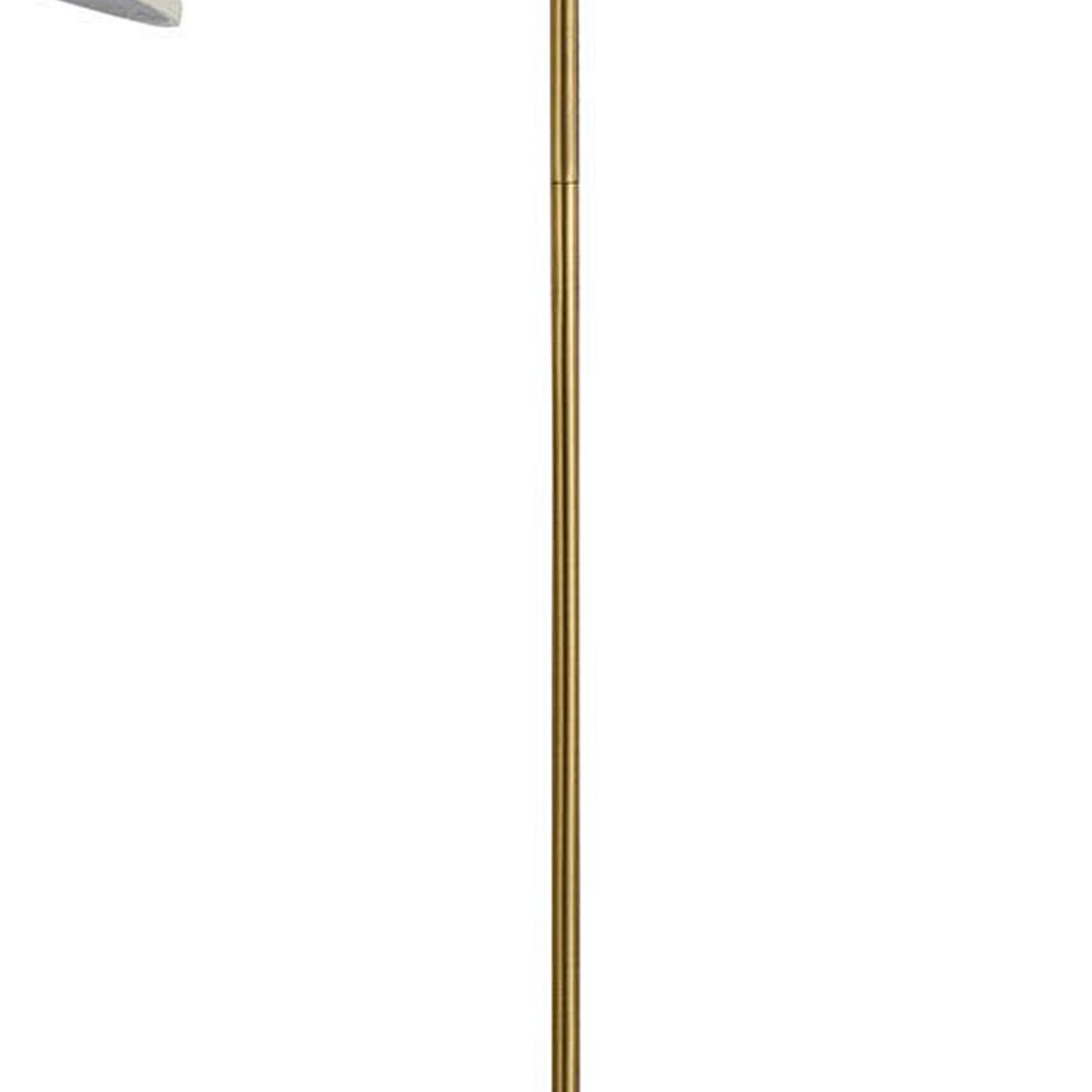 60 Watt Metal Floor Lamp With Gooseneck Shape And Stable Base Gold