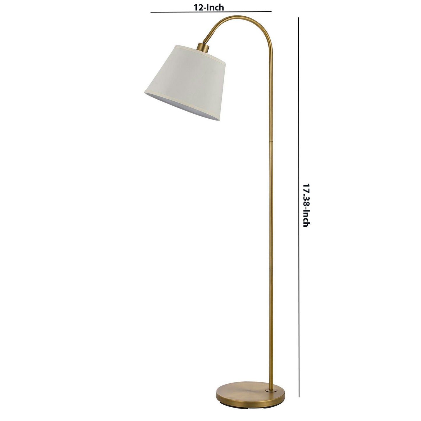 60 Watt Metal Floor Lamp With Gooseneck Shape And Stable Base Gold