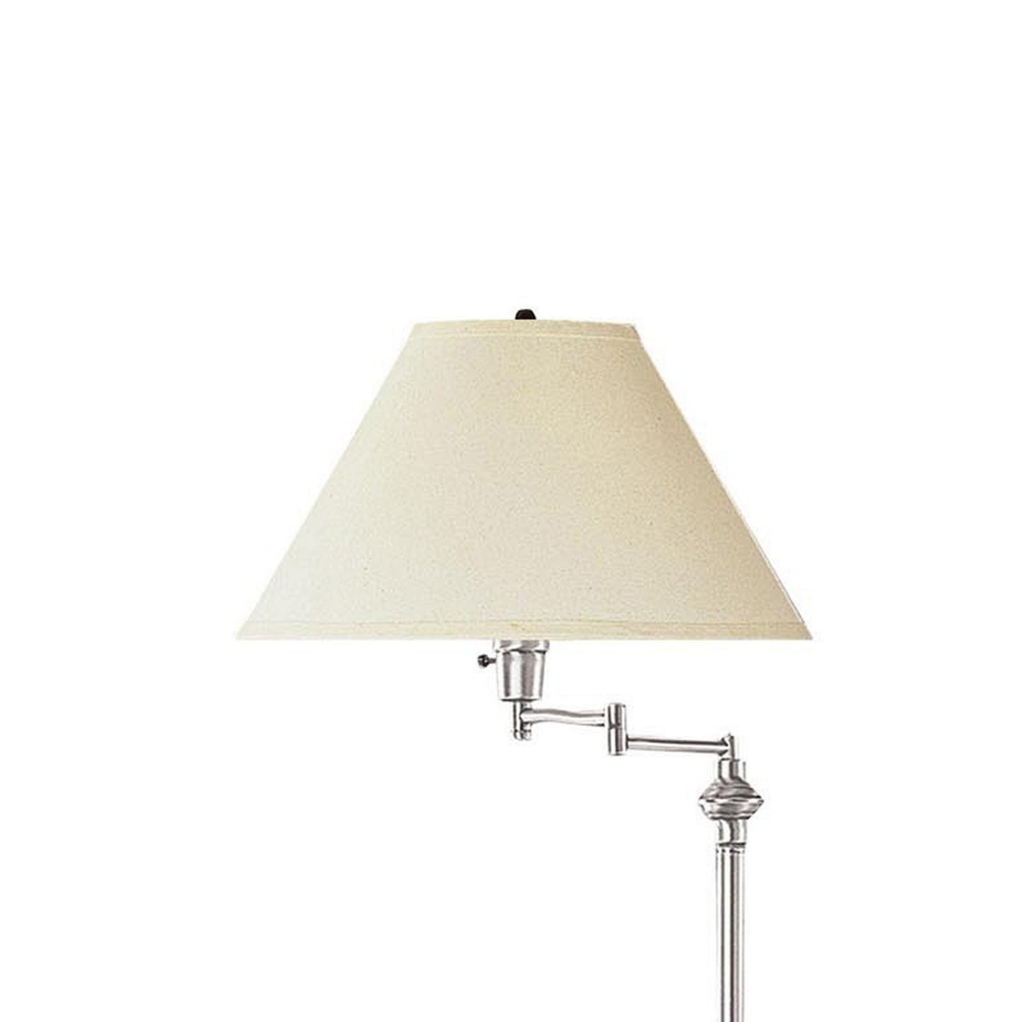150 Watt Metal Floor Lamp With Swing Arm And Fabric Conical Shade Silver