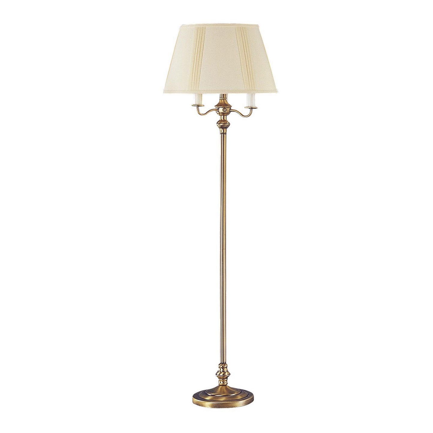 150 Watt 6 Way Metal Floor Lamp With Fabric Tapered Shade Gold