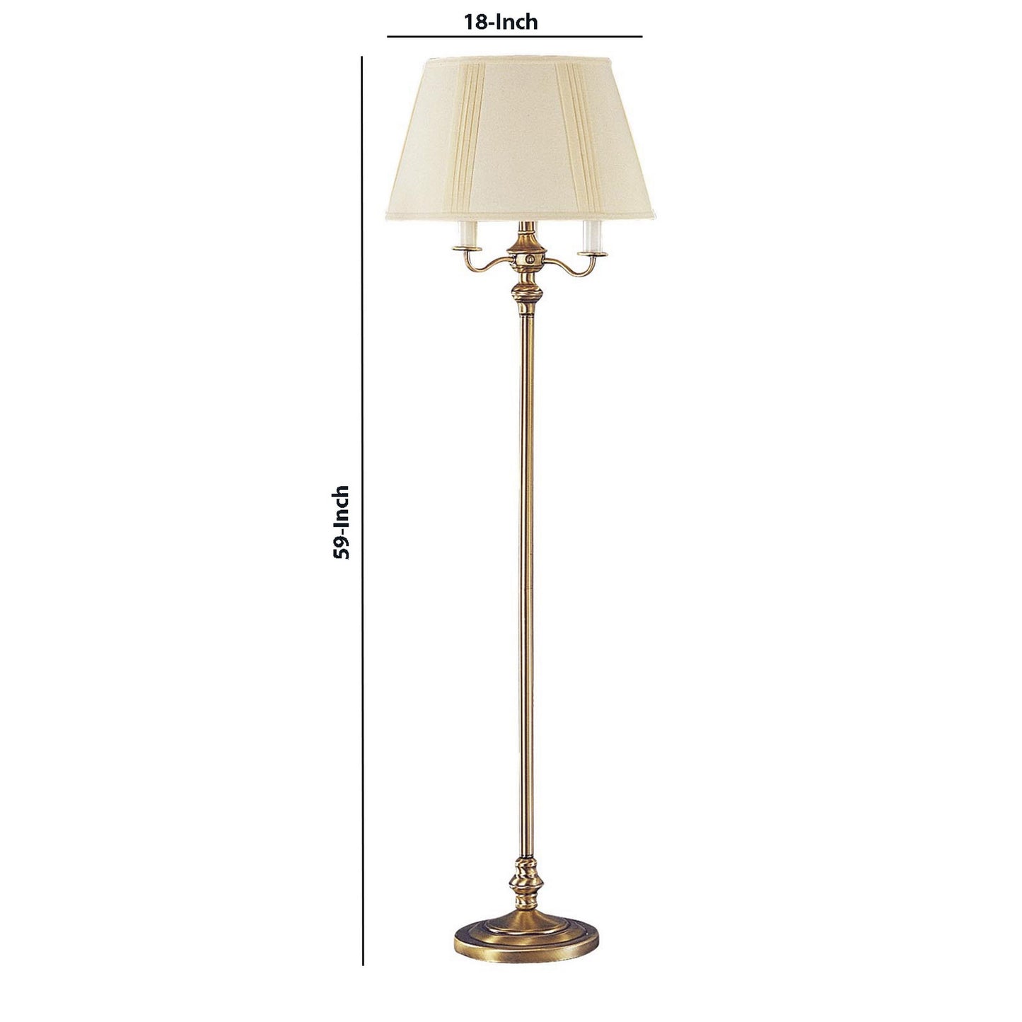 150 Watt 6 Way Metal Floor Lamp With Fabric Tapered Shade Gold