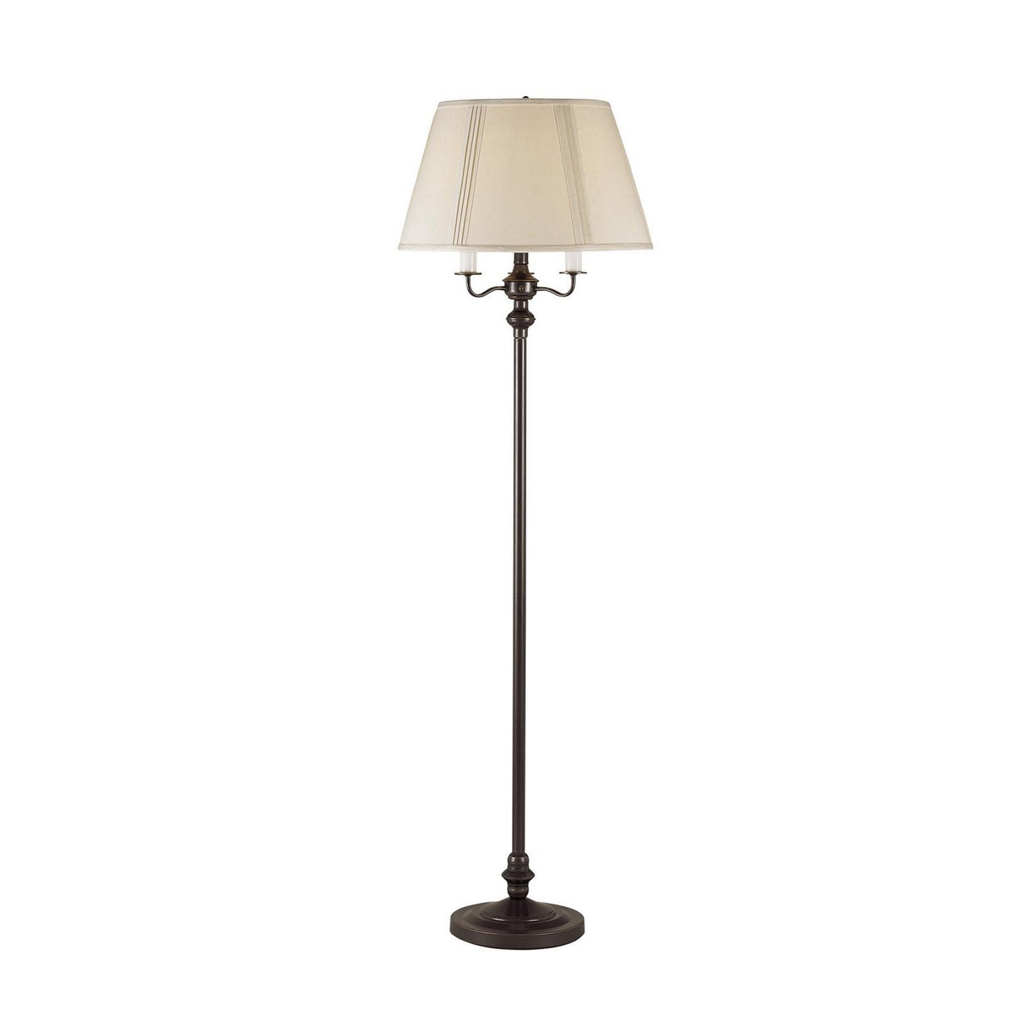 150 Watt 6 Way Metal Floor Lamp With Fabric Tapered Shade Bronze