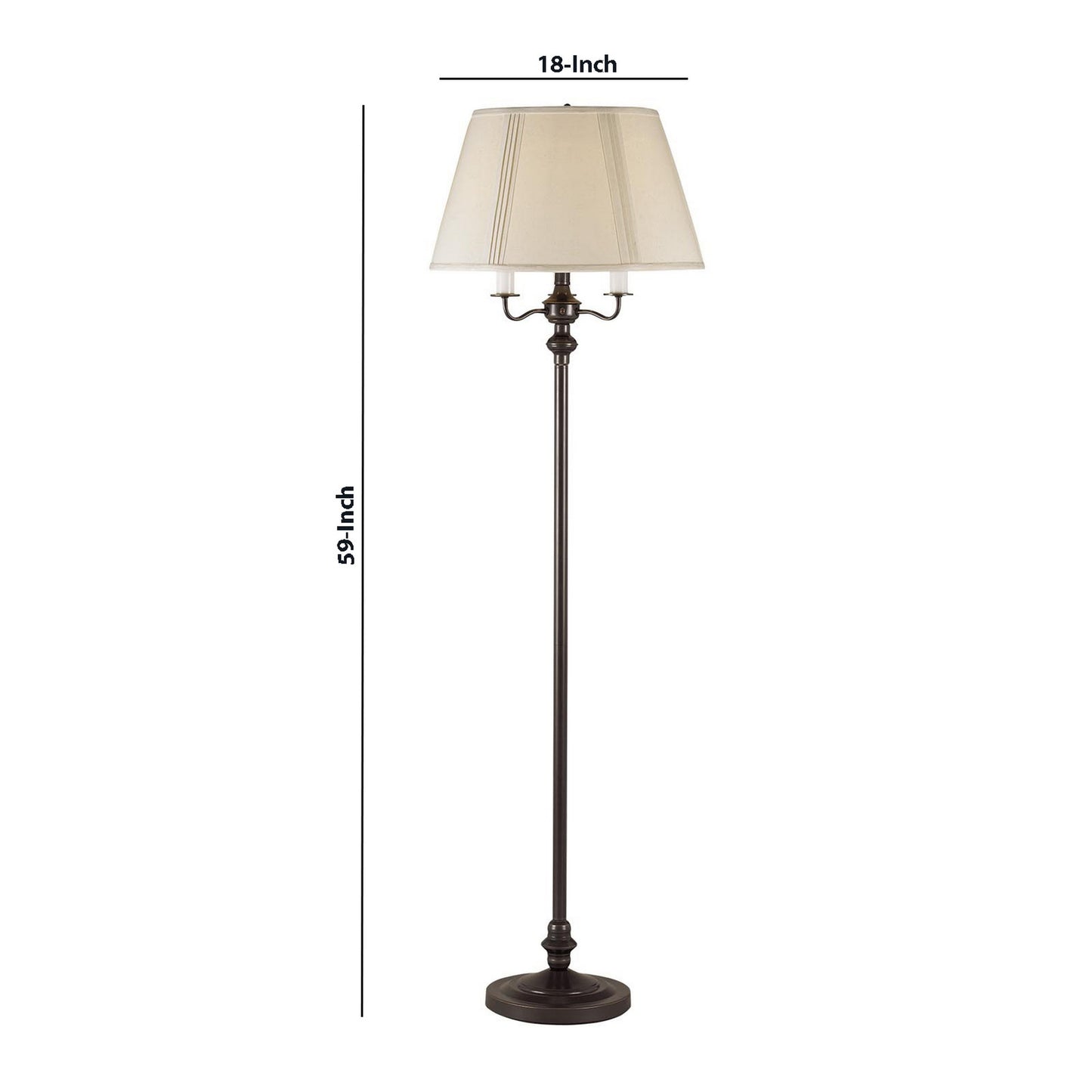 150 Watt 6 Way Metal Floor Lamp With Fabric Tapered Shade Bronze