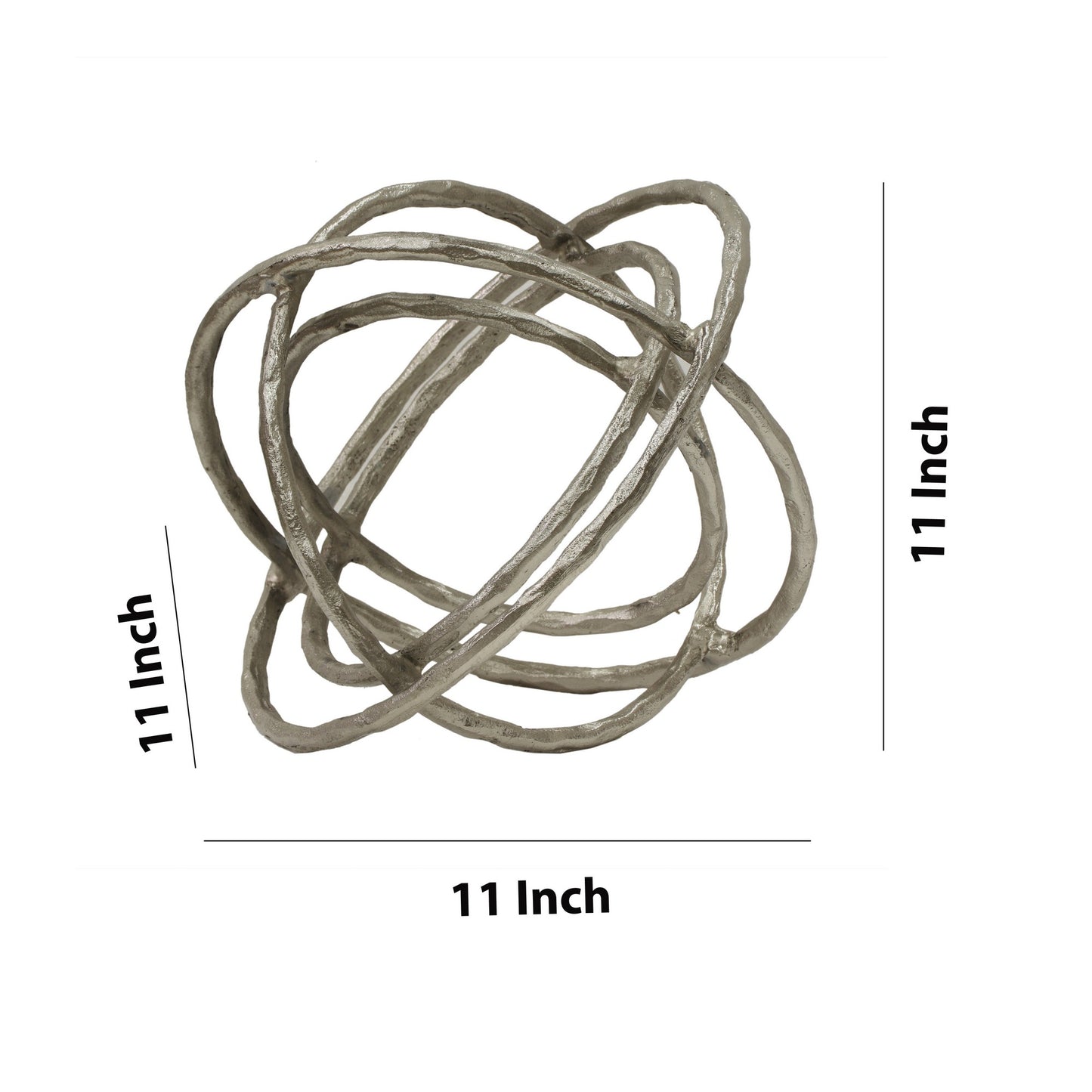 11 Inches Metal Frame Armillary Orb Table Decor Silver