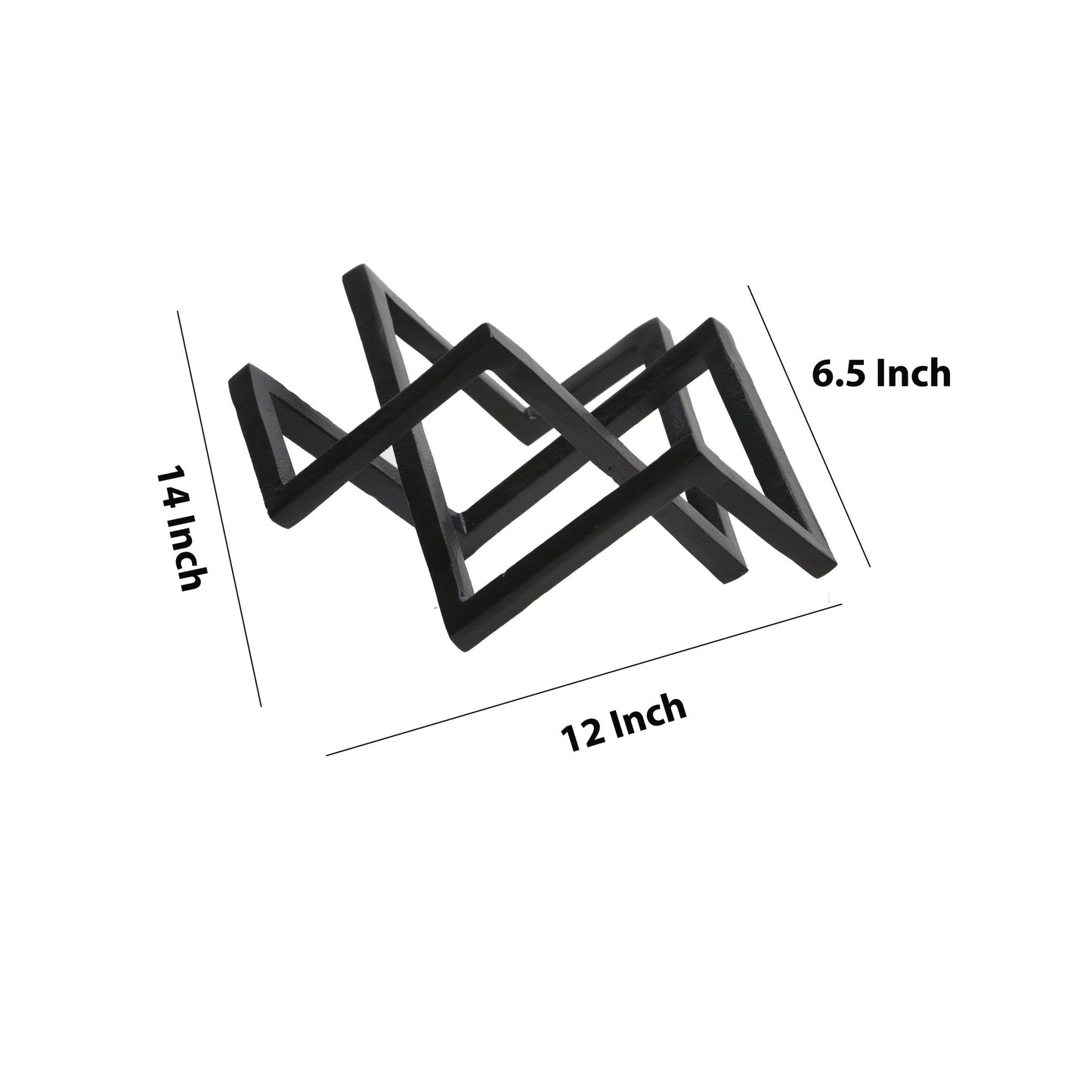 15 Inches Metal Frame Geometric Accent Decor Black