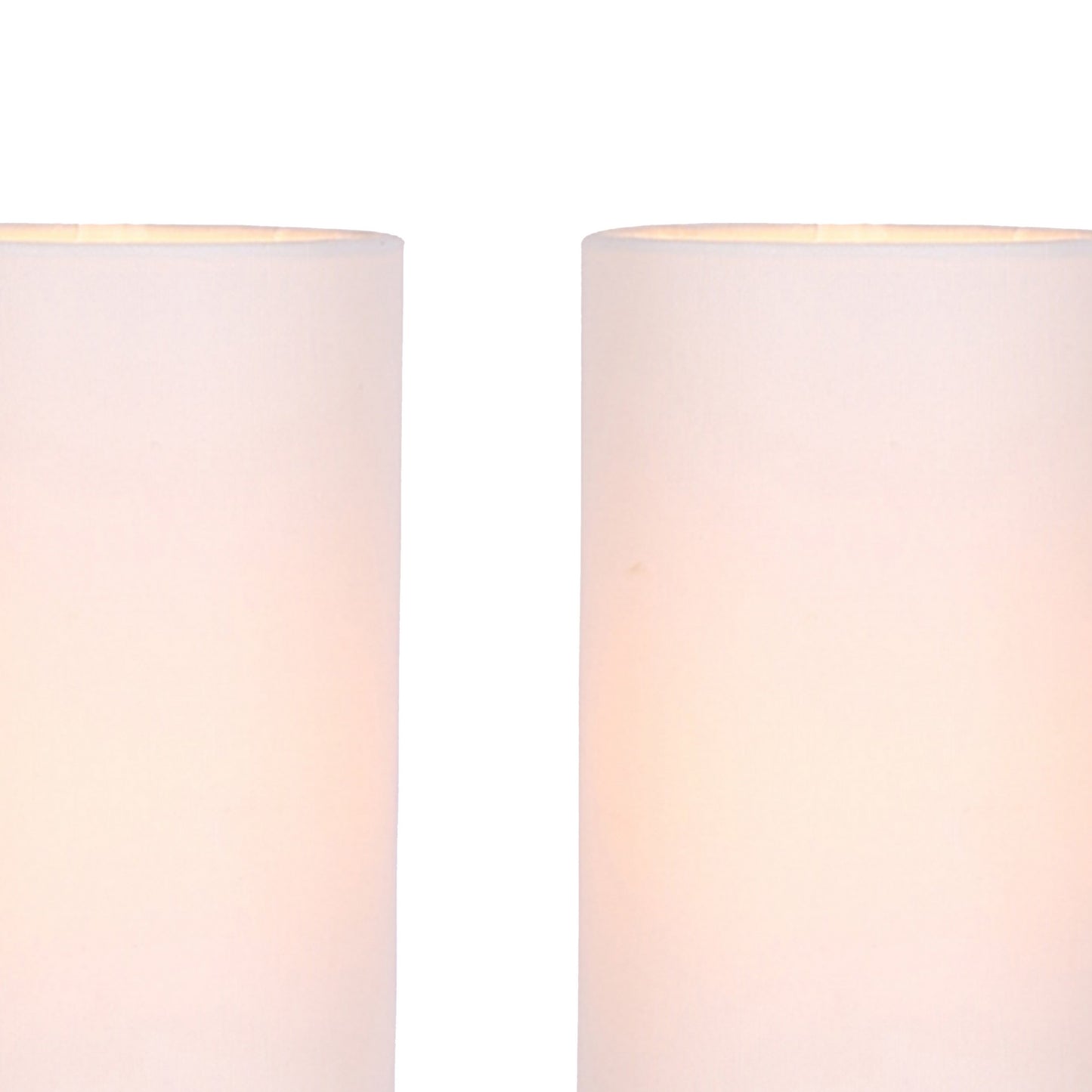 Cylindrical Wooden Cannister Table Lamp Set of 2 White and Brown