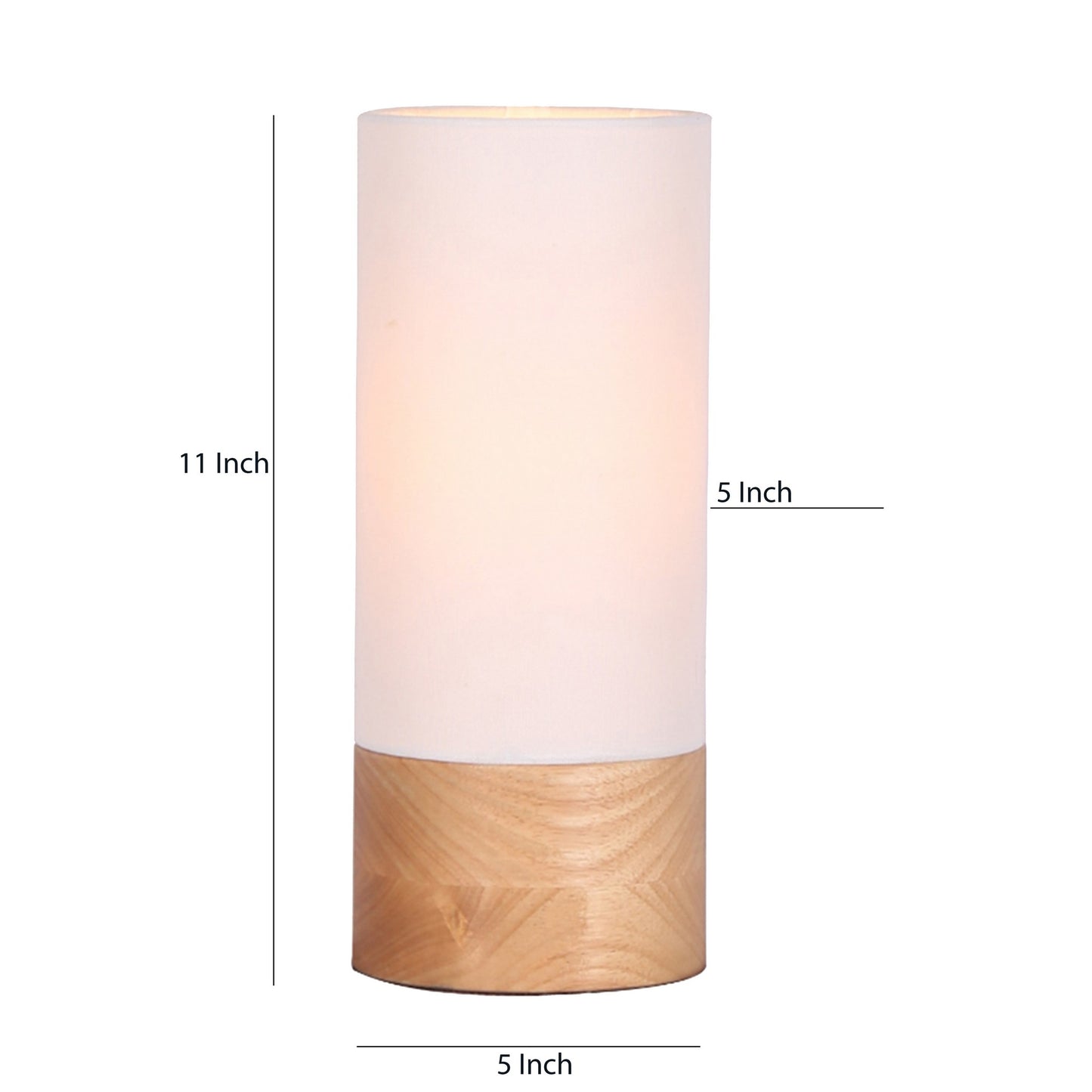 Cylindrical Wooden Cannister Table Lamp Set of 2 White and Brown