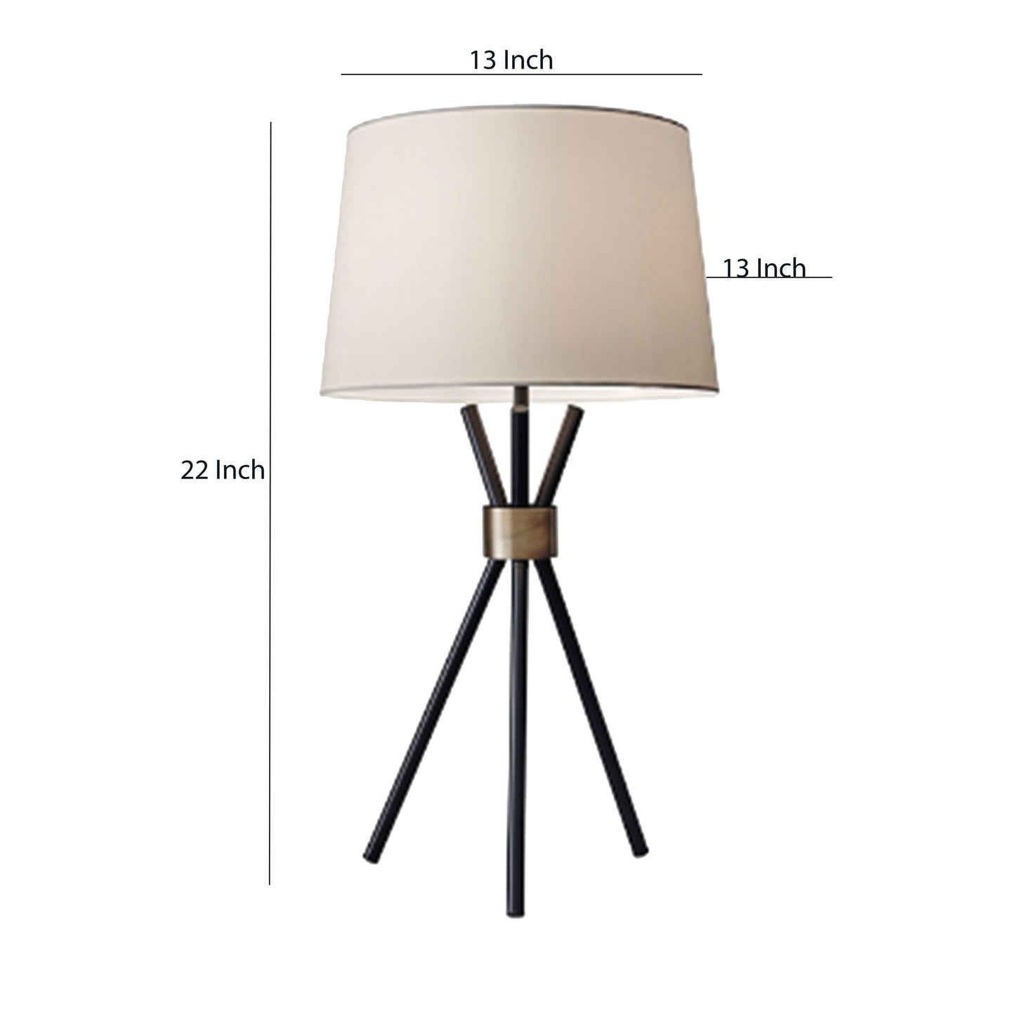 Metal Table Lamp with Tripod Base Set of 2 Off White and Black