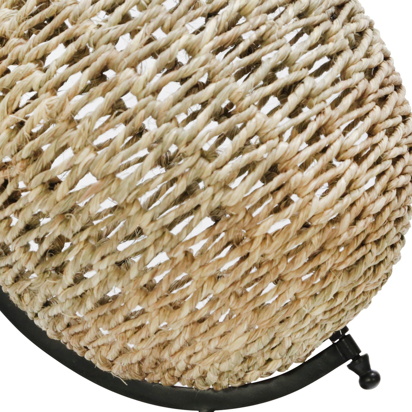 Metal Frame Globe Decor With Woven Rattan And Stable Base Black And Brown