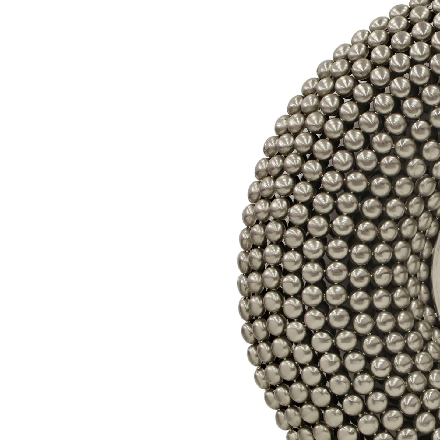 31 Inch Metal Wall Decor With Mirror And Studded Nail Accents Silver