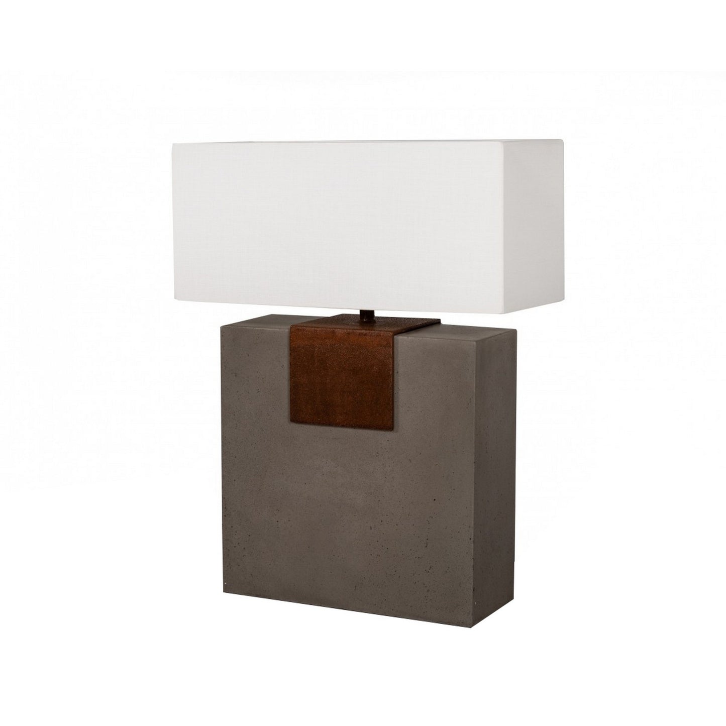 Concrete Rectangular Table Lamp with Metal Accent Gray and White