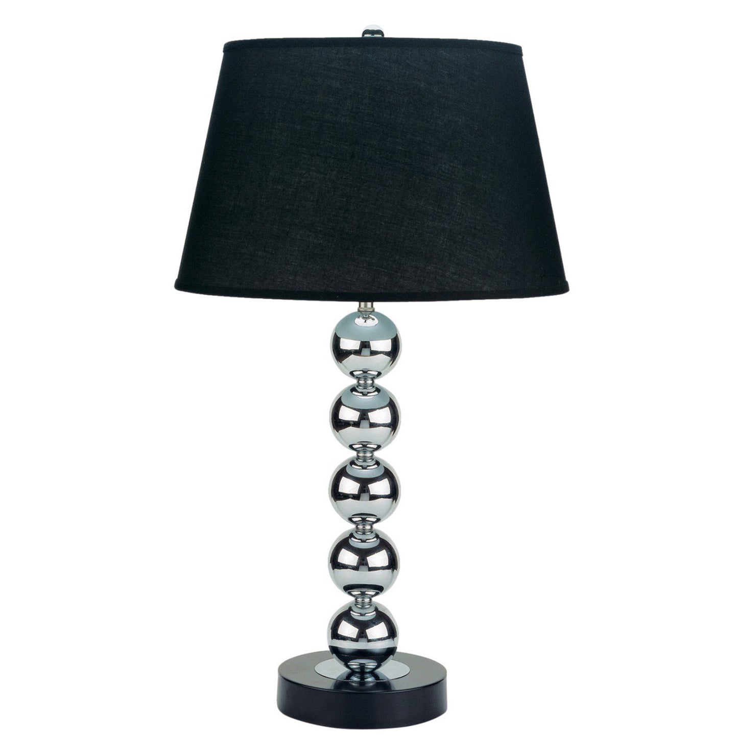 27 Inch Modern Table Lamp Spindle Design Body Set of 2 Black Chrome