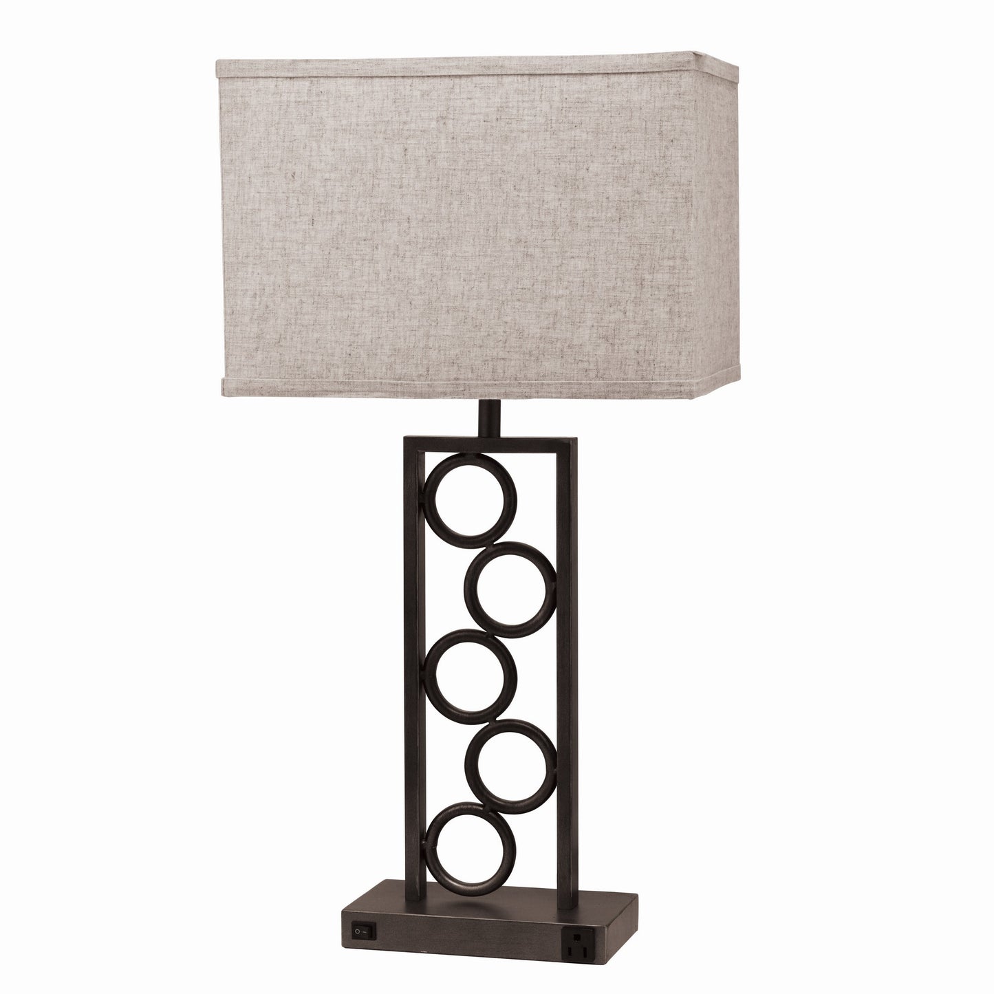 Metal Table Lamp with Stacked Circle Design Set of 2 Brown and Gray