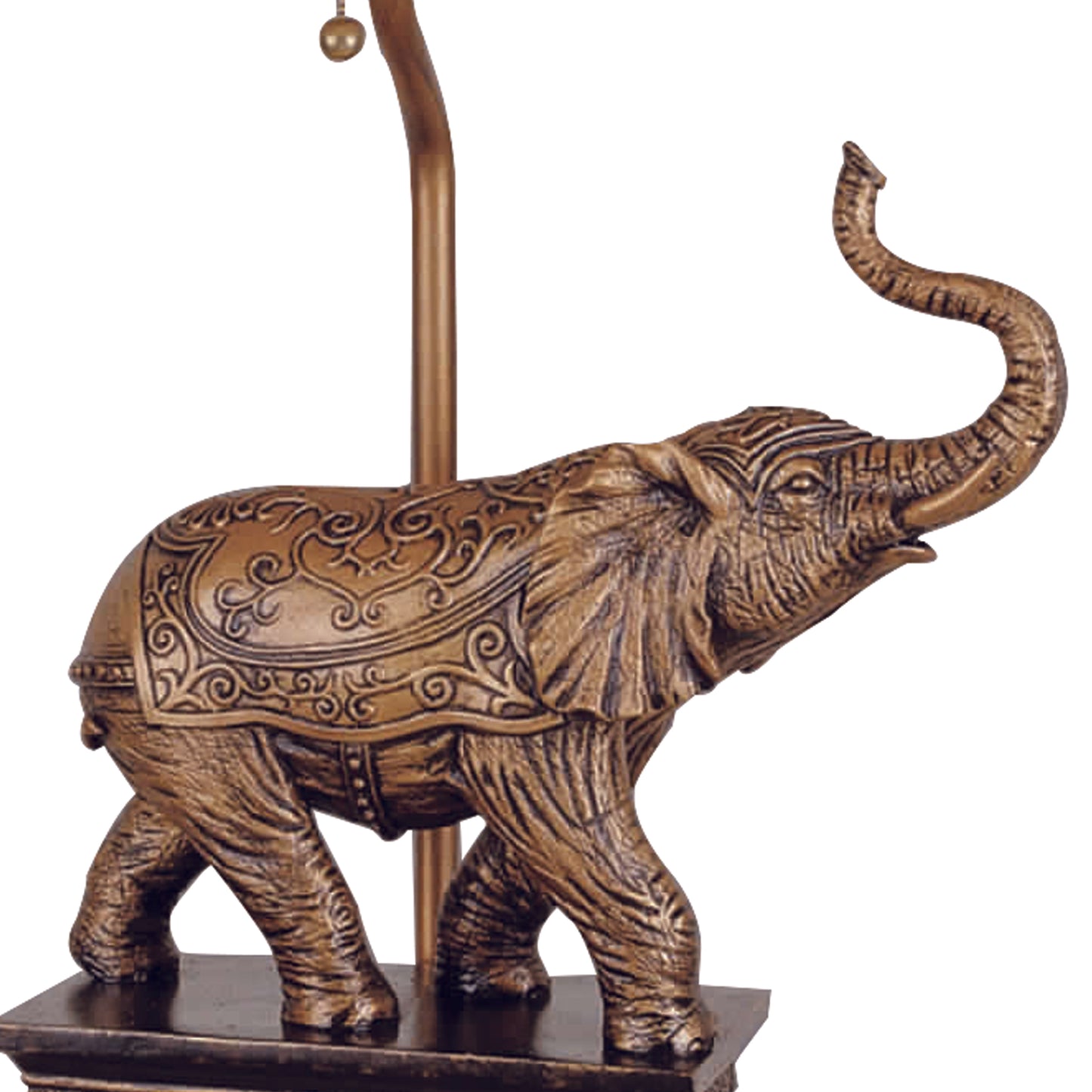 27 Inch Metal Table Lamp Elephant Ornate Motifs Design Set of 4 Gold