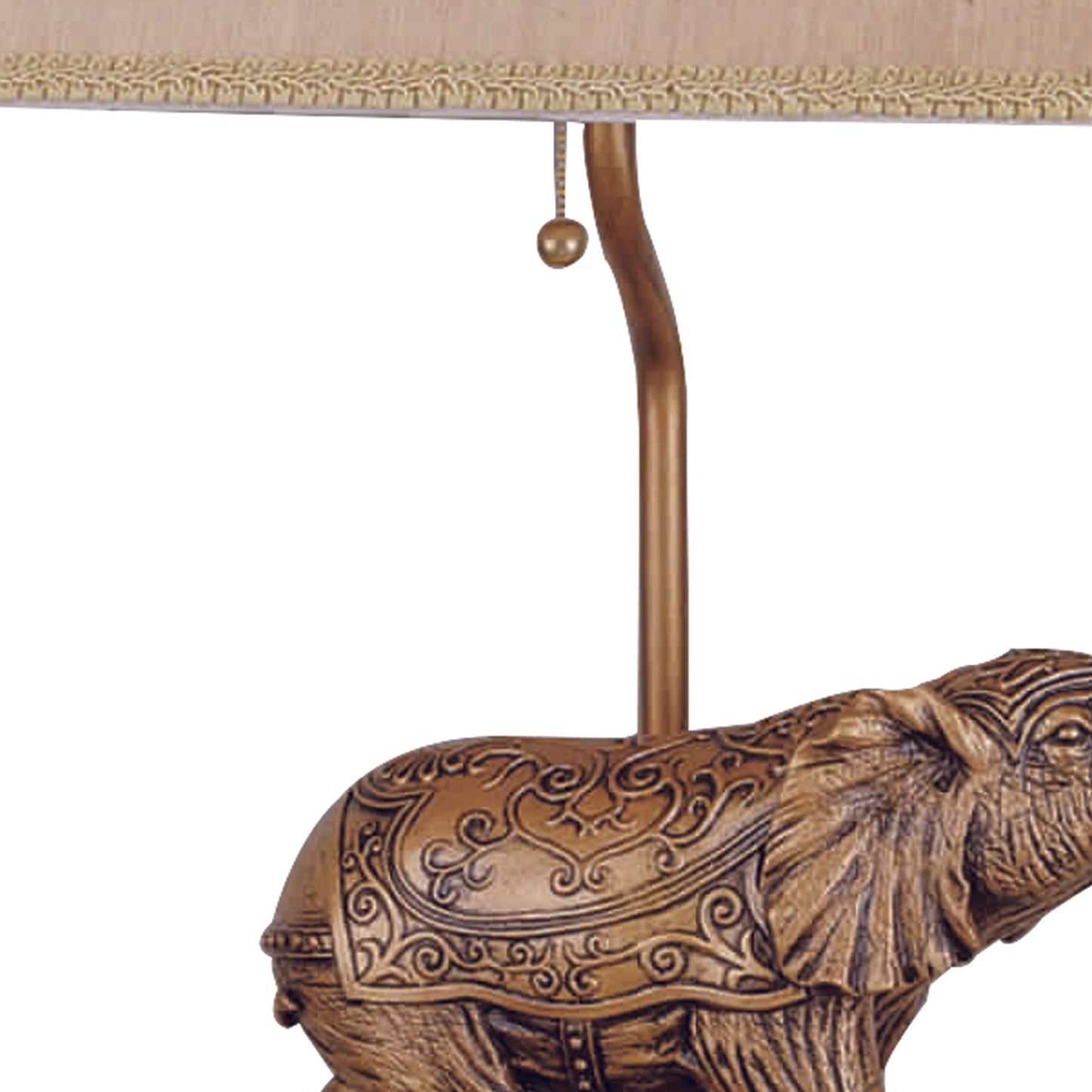 27 Inch Metal Table Lamp Elephant Ornate Motifs Design Set of 4 Gold