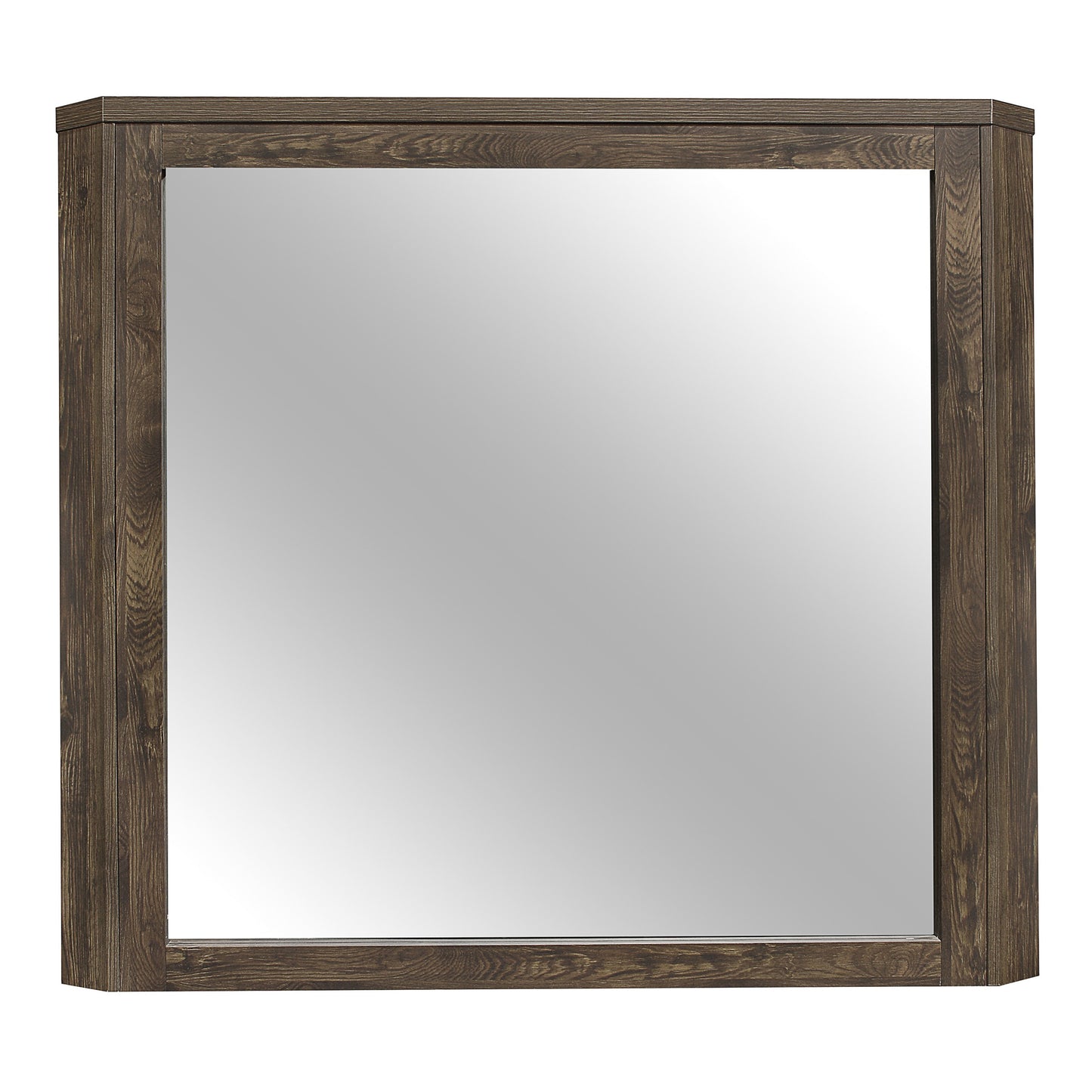 Rectangular Mirror With Wooden Frame And Clipped Corners Rustic Brown