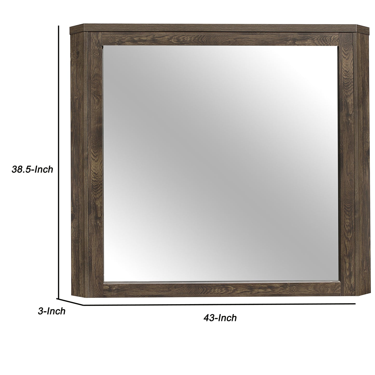 Rectangular Mirror With Wooden Frame And Clipped Corners Rustic Brown