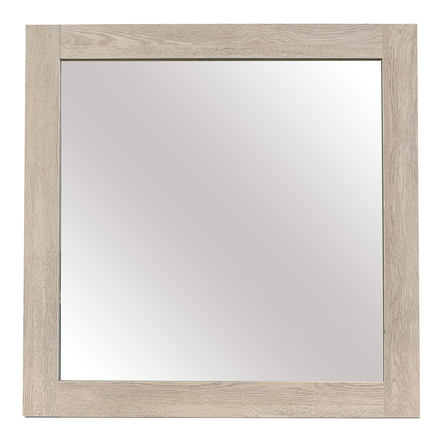 Transitional Style Square Mirror With Wooden Frame Light Brown