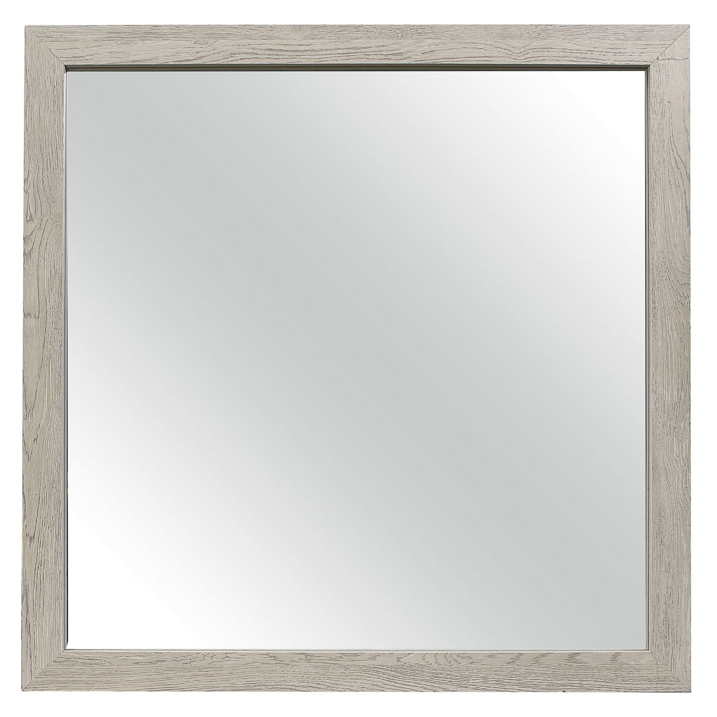 Transitional Style Square Mirror With Wooden Frame Brown