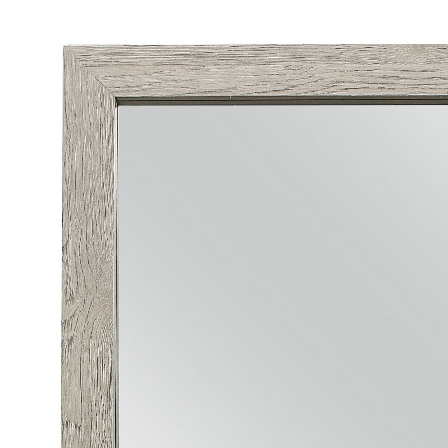Transitional Style Square Mirror With Wooden Frame Brown
