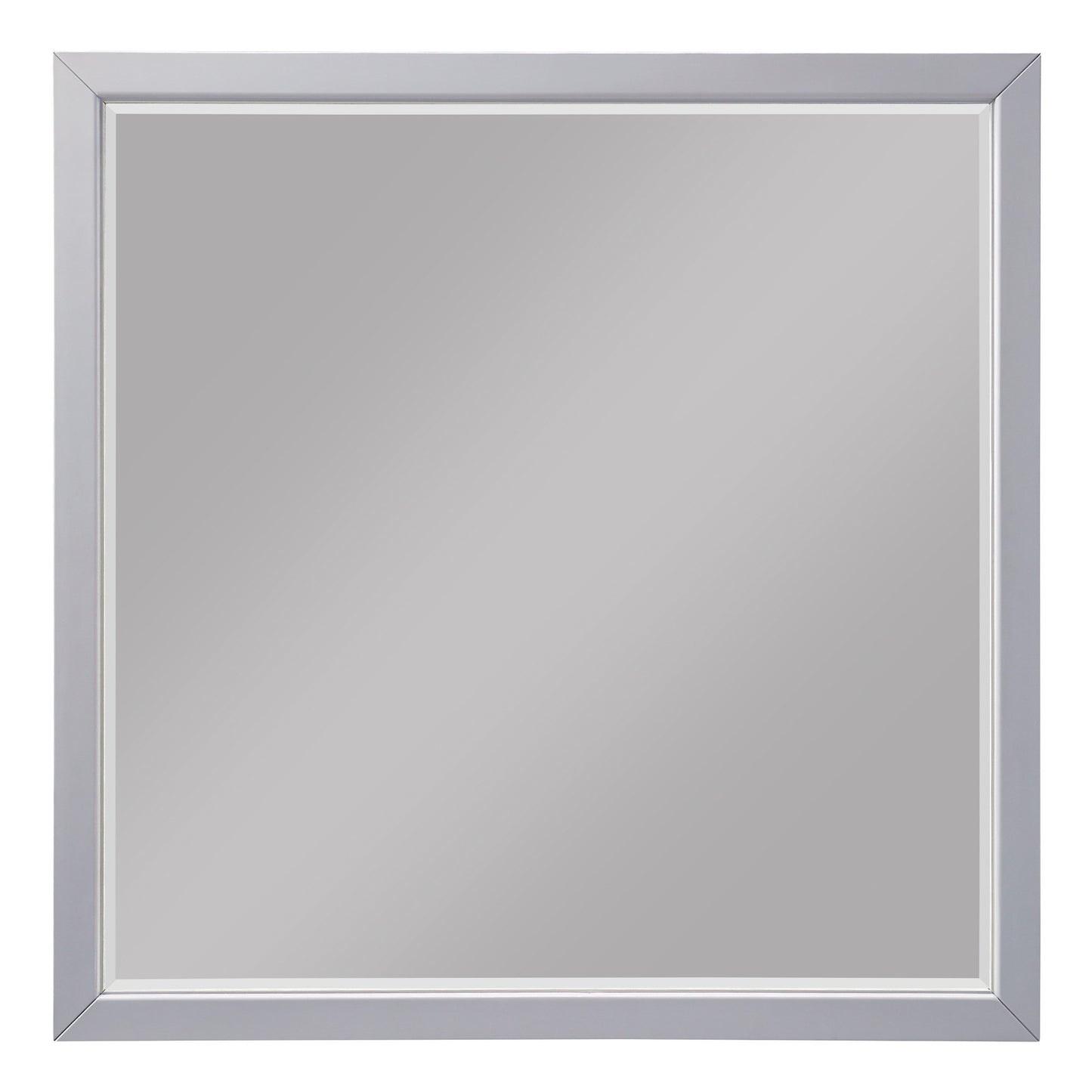 Transitional Style Square Wooden Frame Mirror Gray