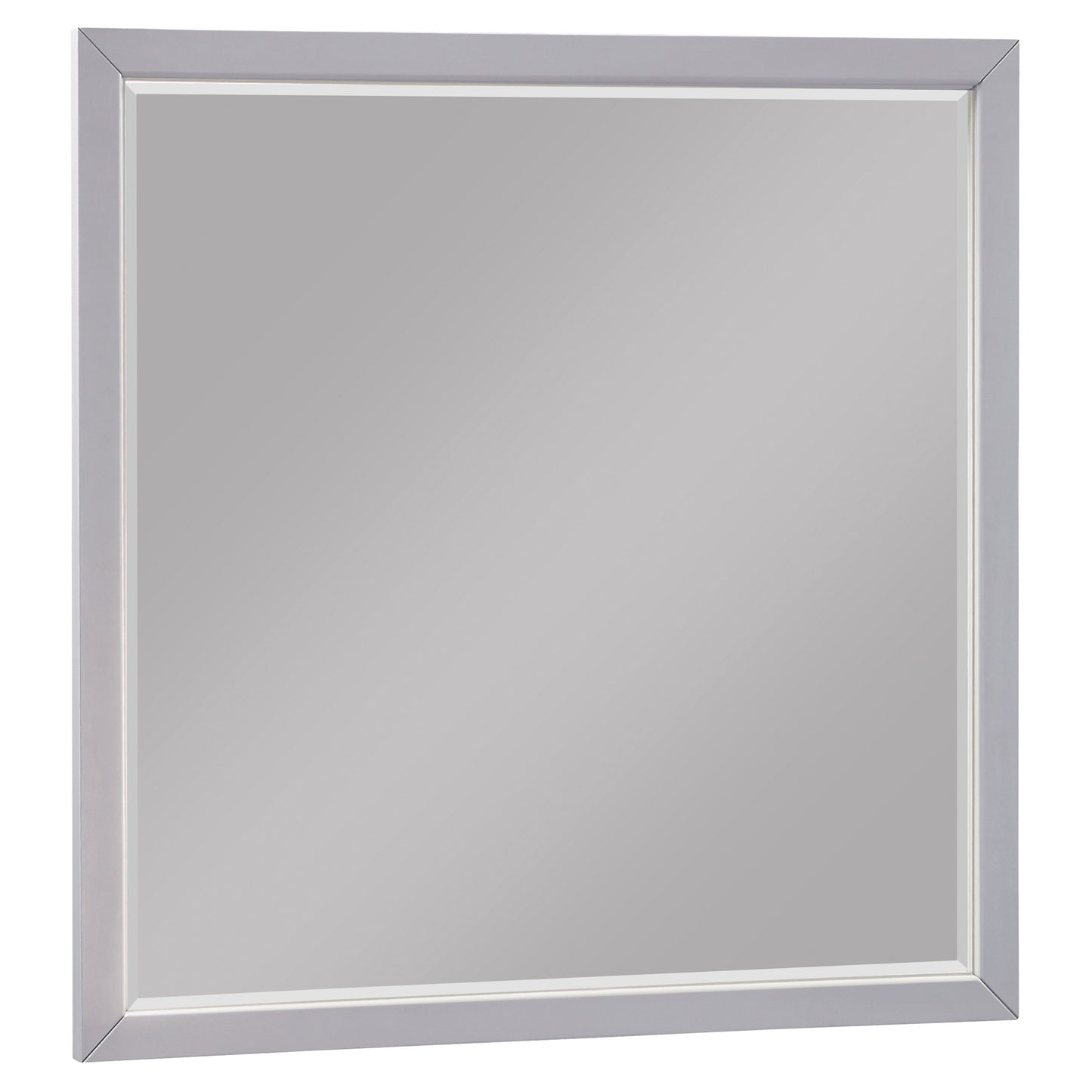 Transitional Style Square Wooden Frame Mirror Gray