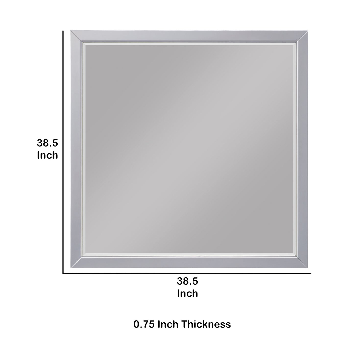 Transitional Style Square Wooden Frame Mirror Gray