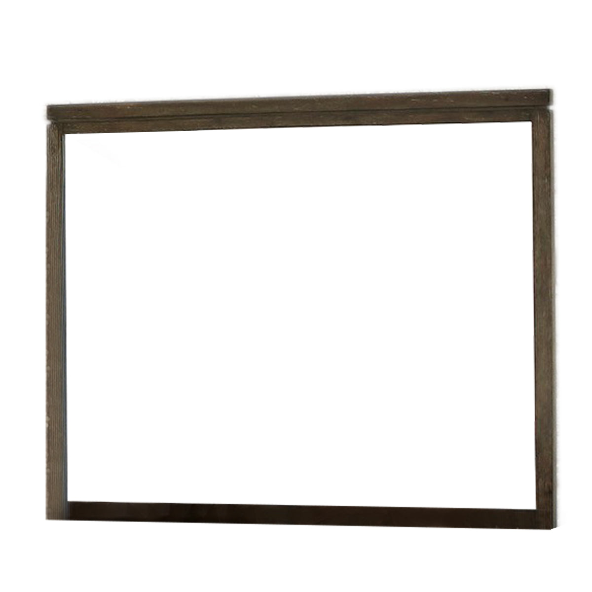 Rough Hewn Saw Textured Wooden Frame Mirror With Trim Top Brown And Silver