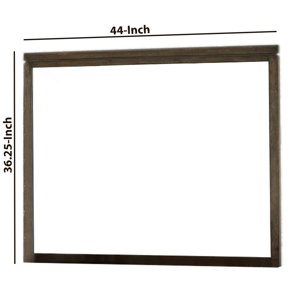 Rough Hewn Saw Textured Wooden Frame Mirror With Trim Top Brown And Silver