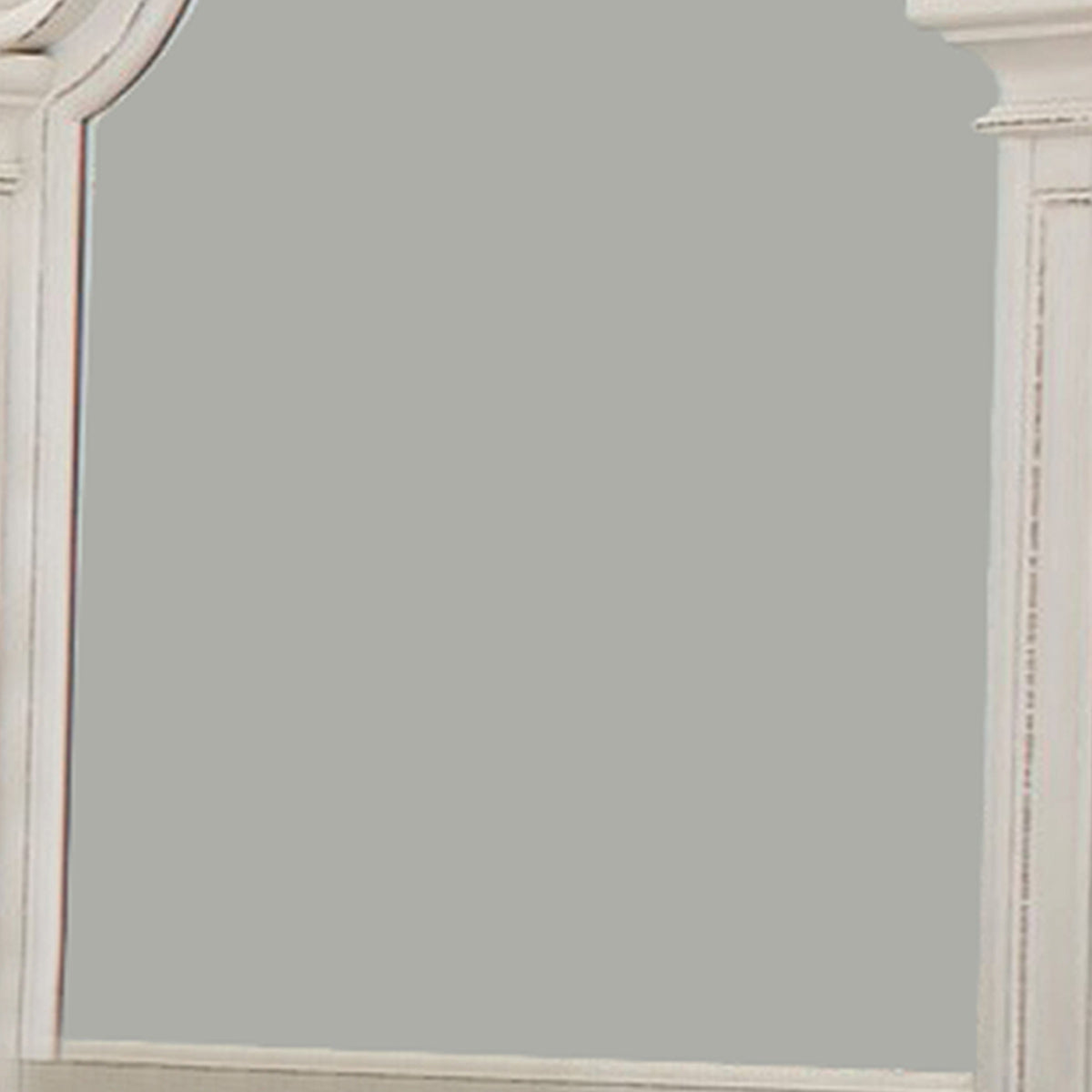Scalloped Design Wooden Frame Mirror With Distressed Detail White