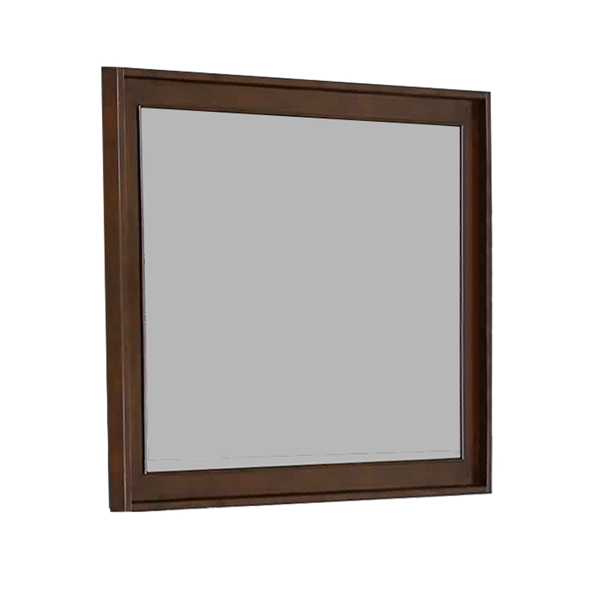 Rectangular Wooden Frame Mirror With Raised Edges Brown
