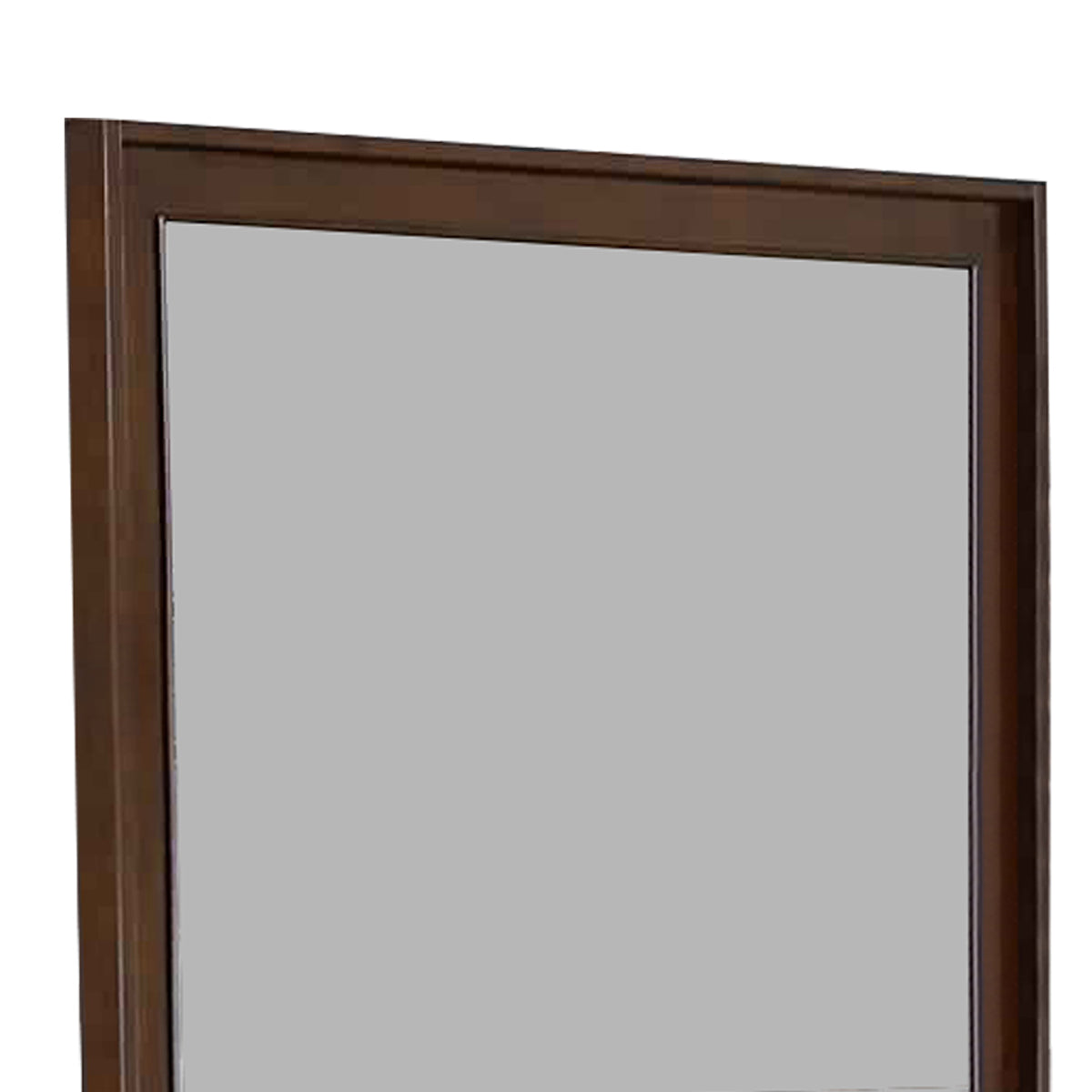Rectangular Wooden Frame Mirror With Raised Edges Brown
