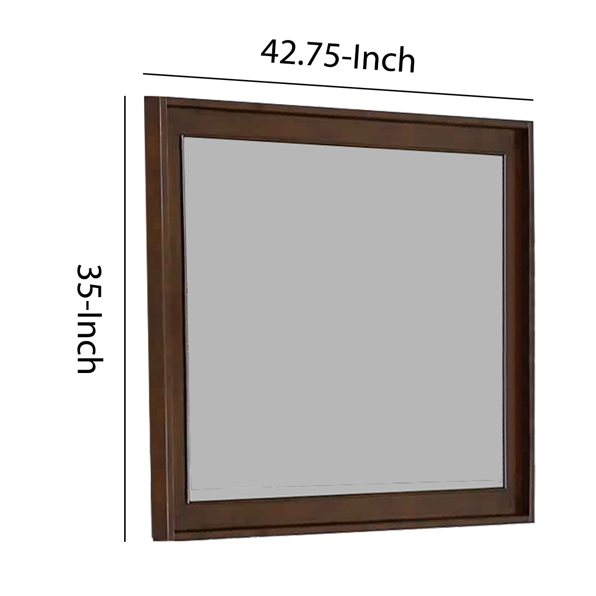 Rectangular Wooden Frame Mirror With Raised Edges Brown