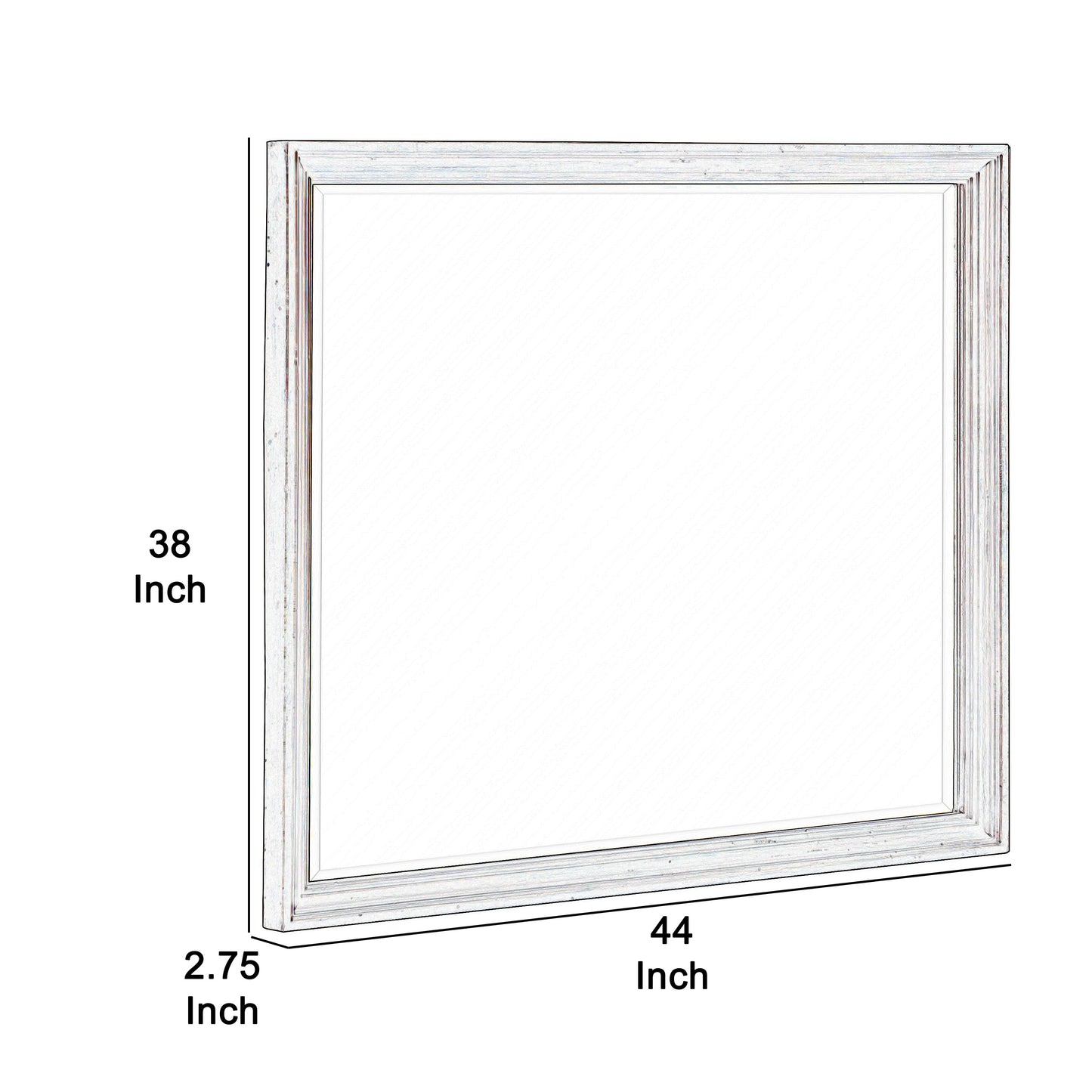 Wooden Square Mirror With Molded Details And Bevelled Edges Brown