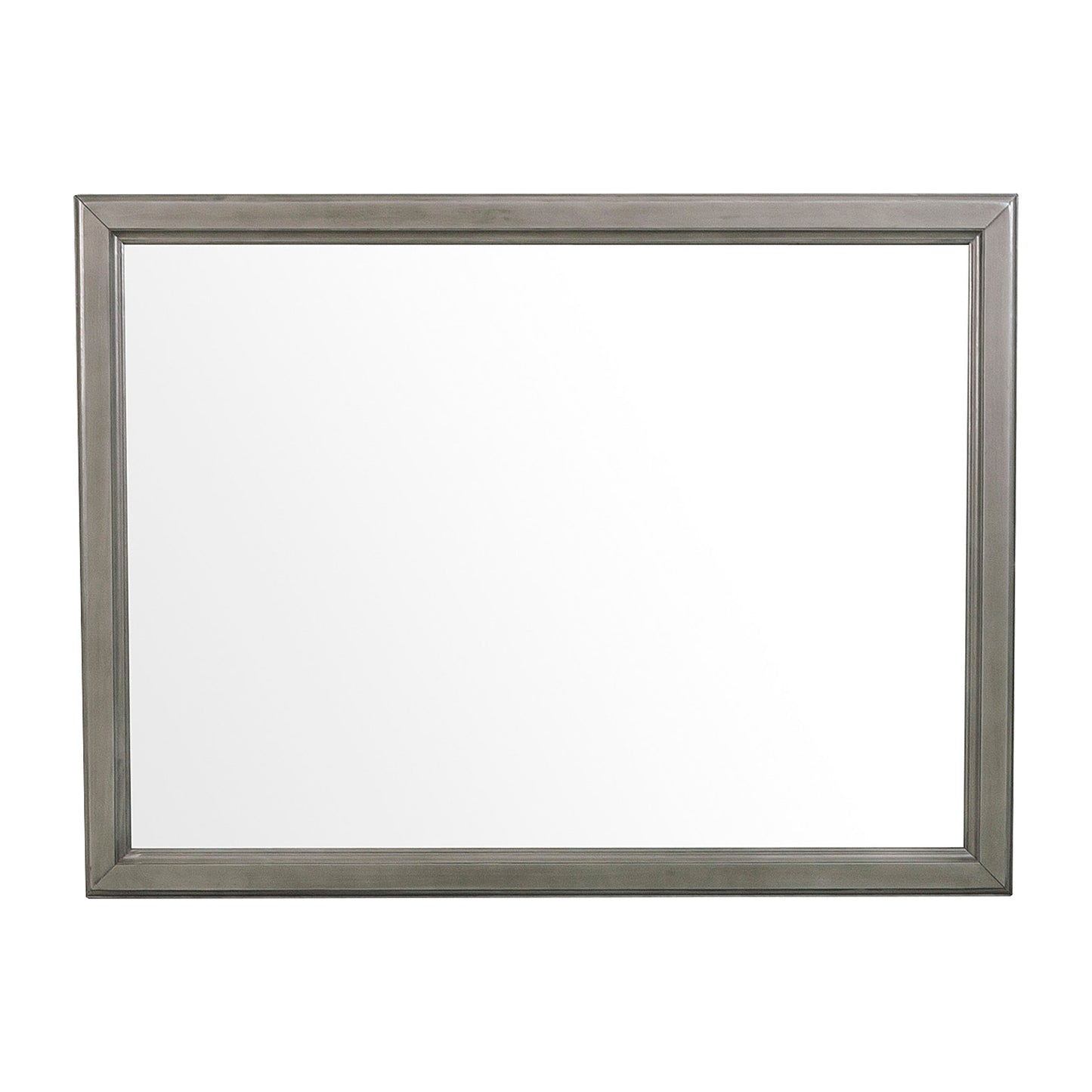 Wooden Square Mirror With Molded Details And Dual Texture Gray