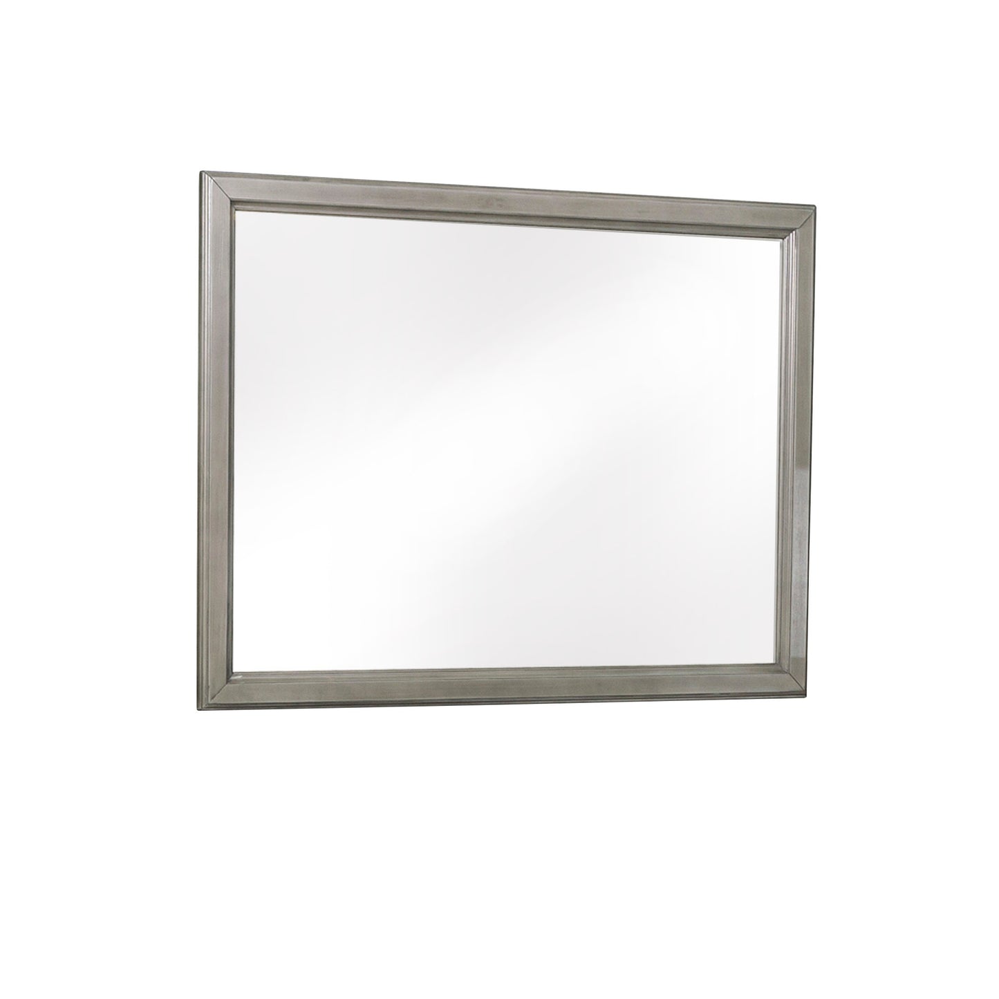 Wooden Square Mirror With Molded Details And Dual Texture Gray