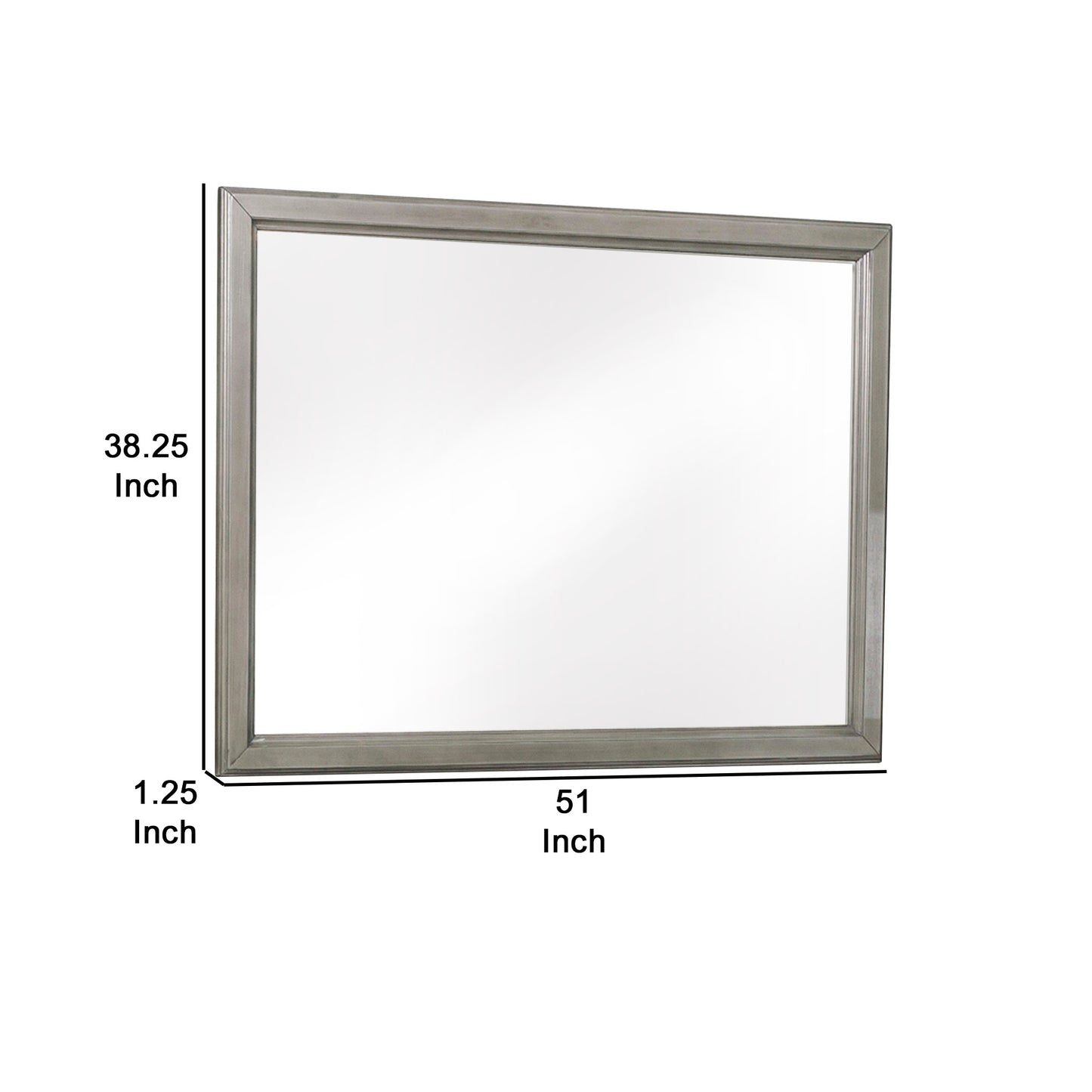 Wooden Square Mirror With Molded Details And Dual Texture Gray