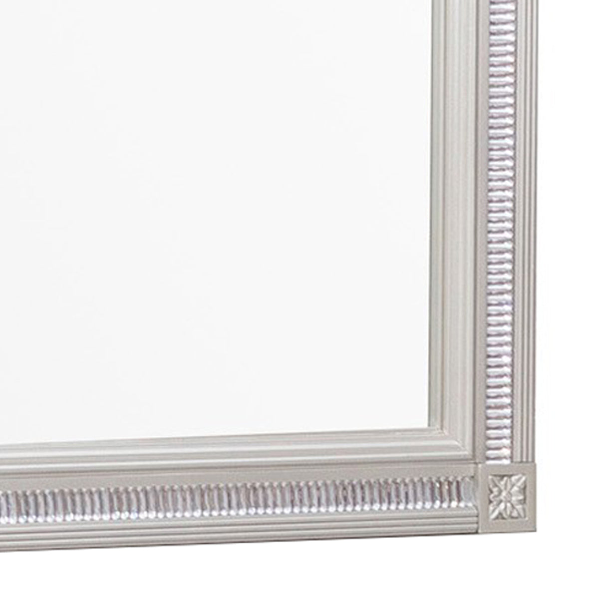 Wooden Square Mirror With Carvings And Bevelled Edges Silver