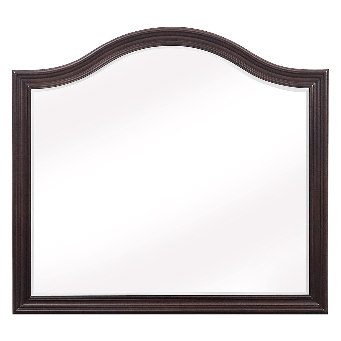 Wooden Mirror With Molded Details And Raised Edges Brown