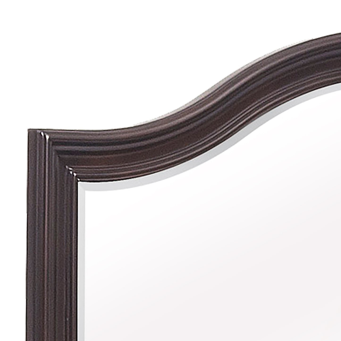 Wooden Mirror With Molded Details And Raised Edges Brown