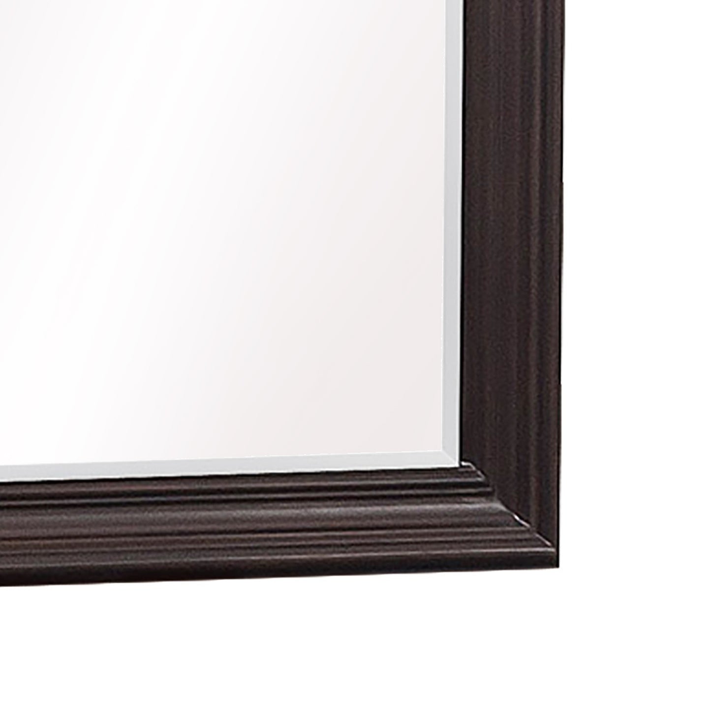 Wooden Mirror With Molded Details And Raised Edges Brown