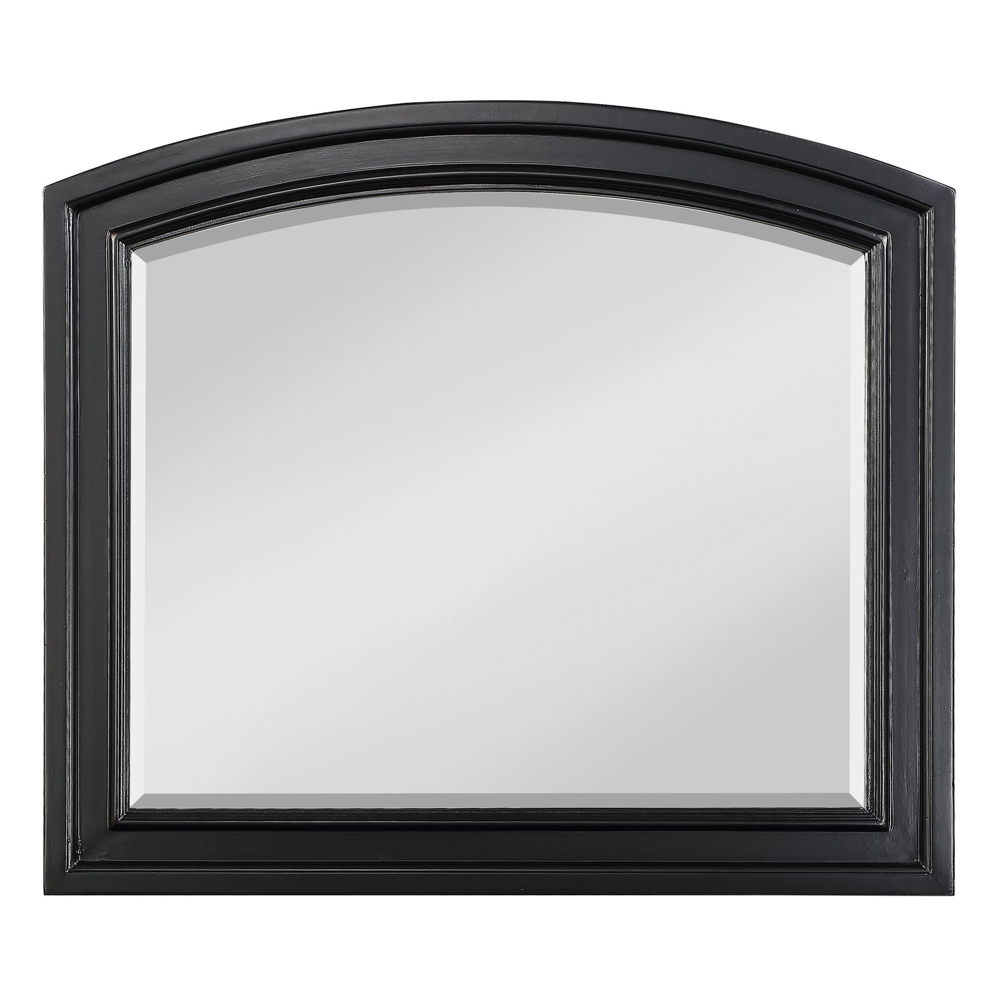 Wooden Mirror With Raised Edges And Curved Top Black