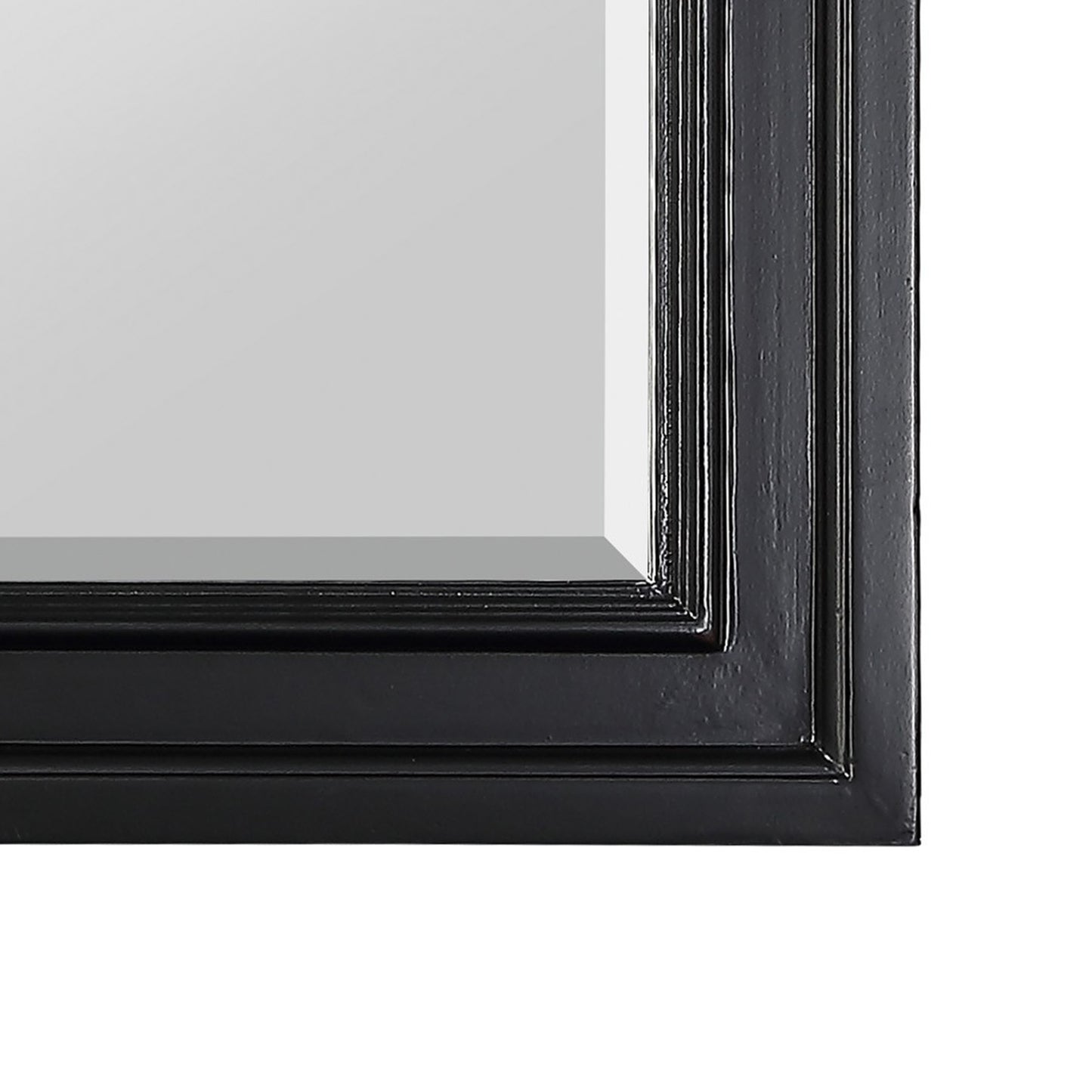 Wooden Mirror With Raised Edges And Curved Top Black